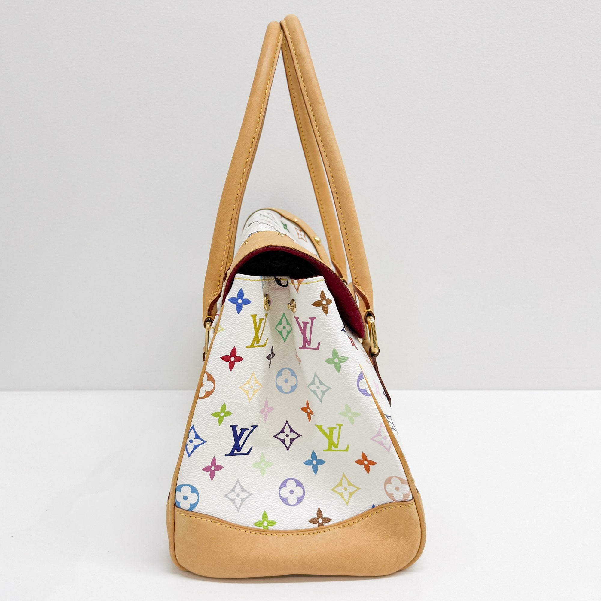 Beverly MM White Monogram Coated Canvas Hand Bag