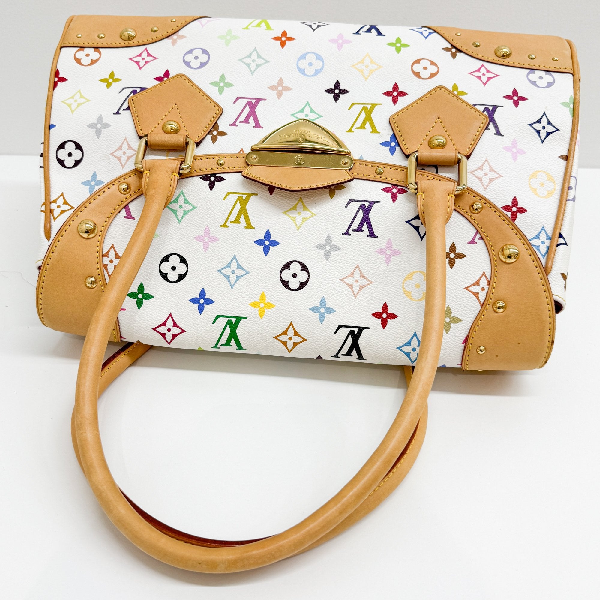 Beverly MM White Monogram Coated Canvas Hand Bag