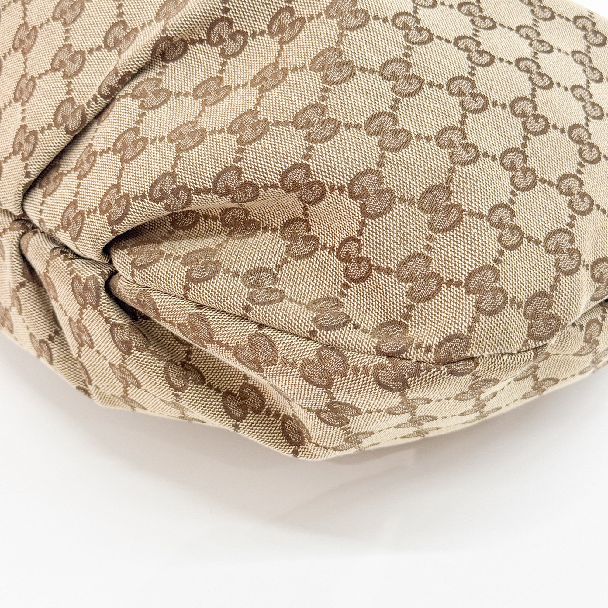 GG Fringe Brown Canvas Shoulder Bag