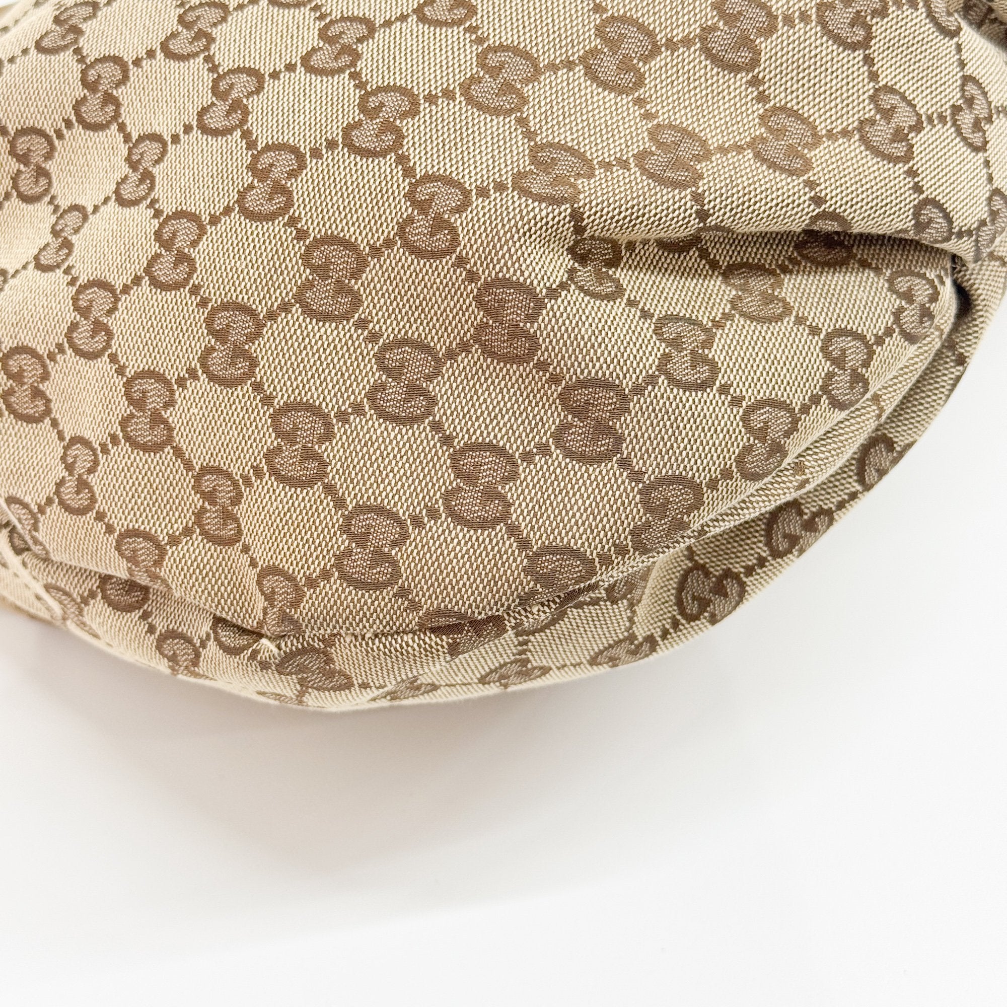 GG Fringe Brown Canvas Shoulder Bag