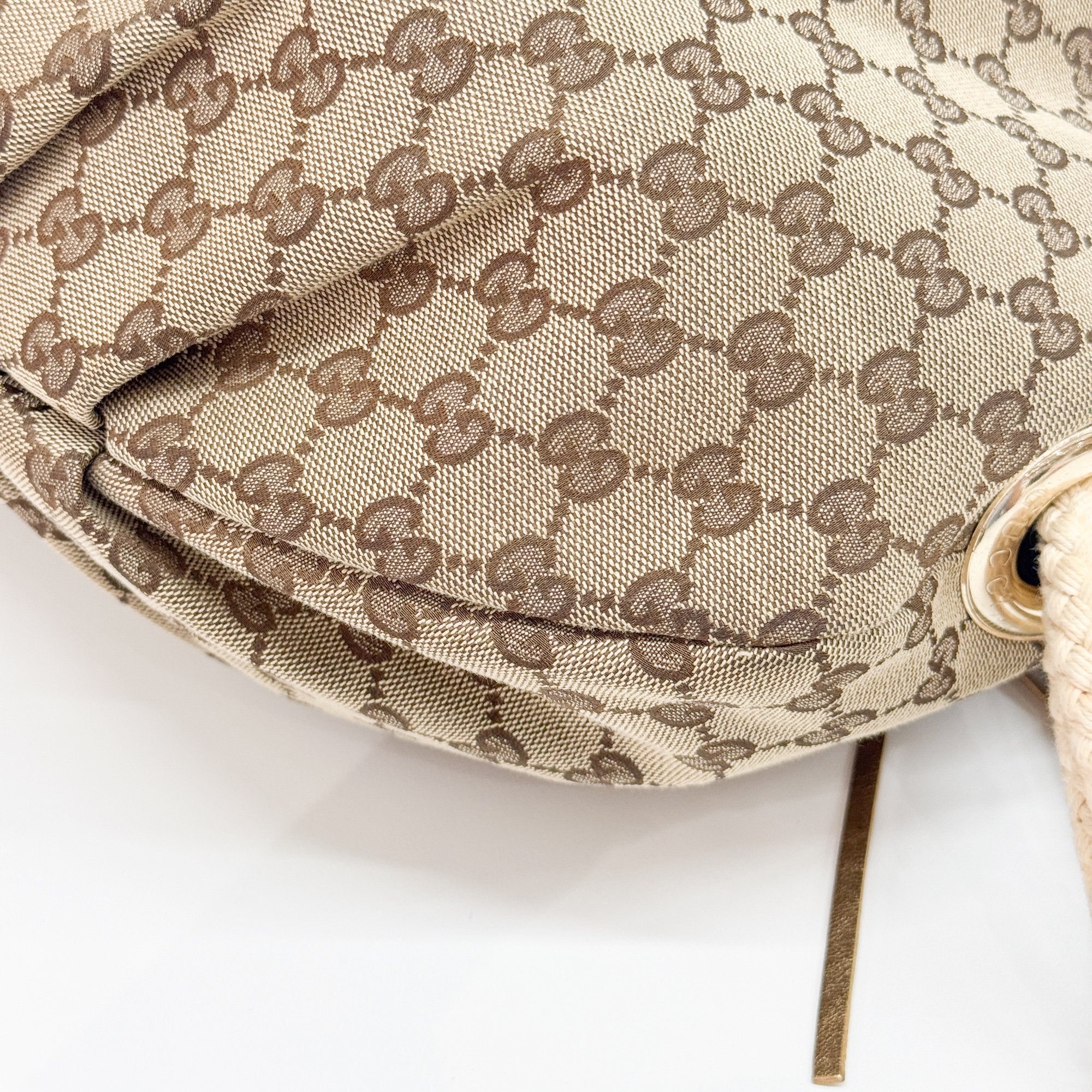 GG Fringe Brown Canvas Shoulder Bag