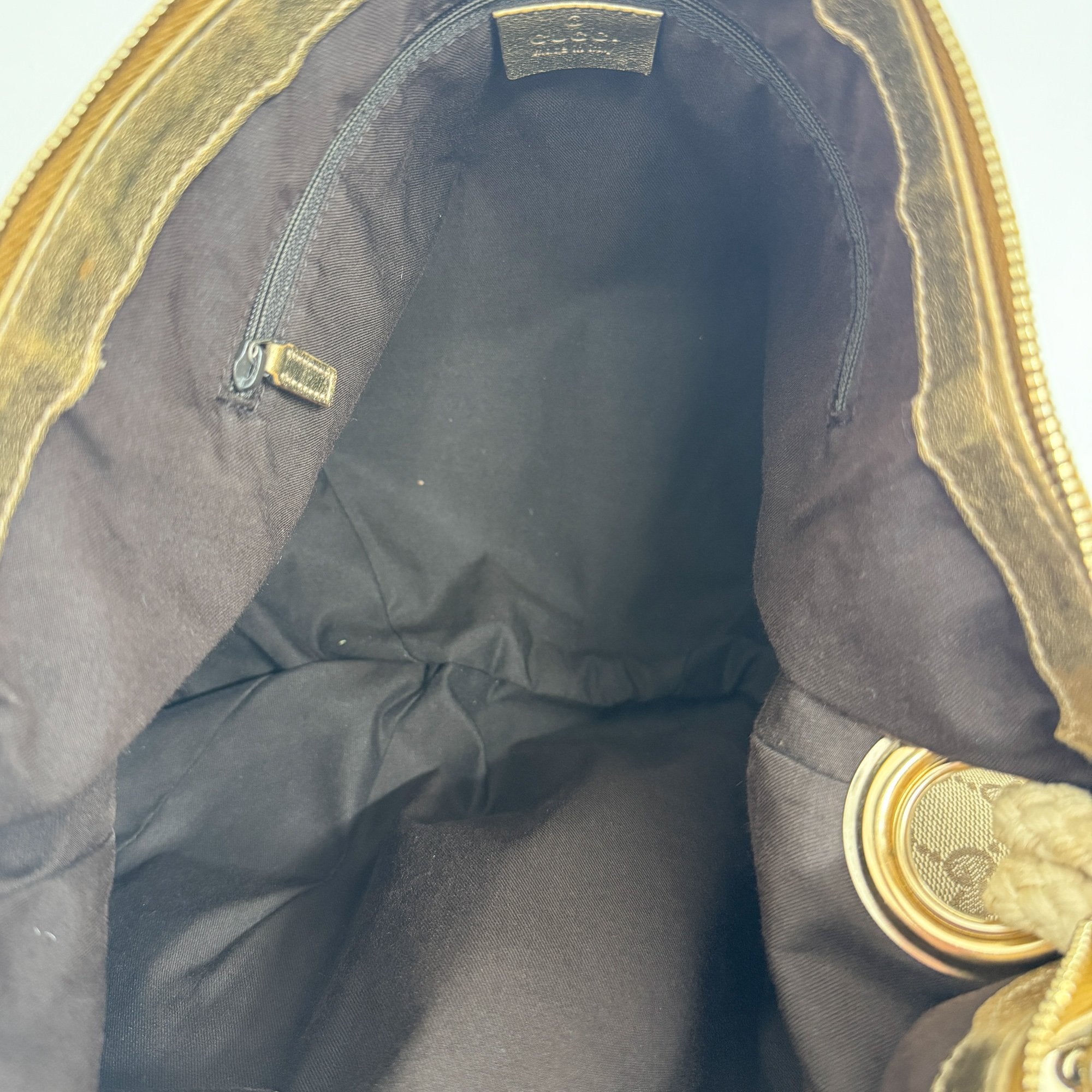 GG Fringe Brown Canvas Shoulder Bag