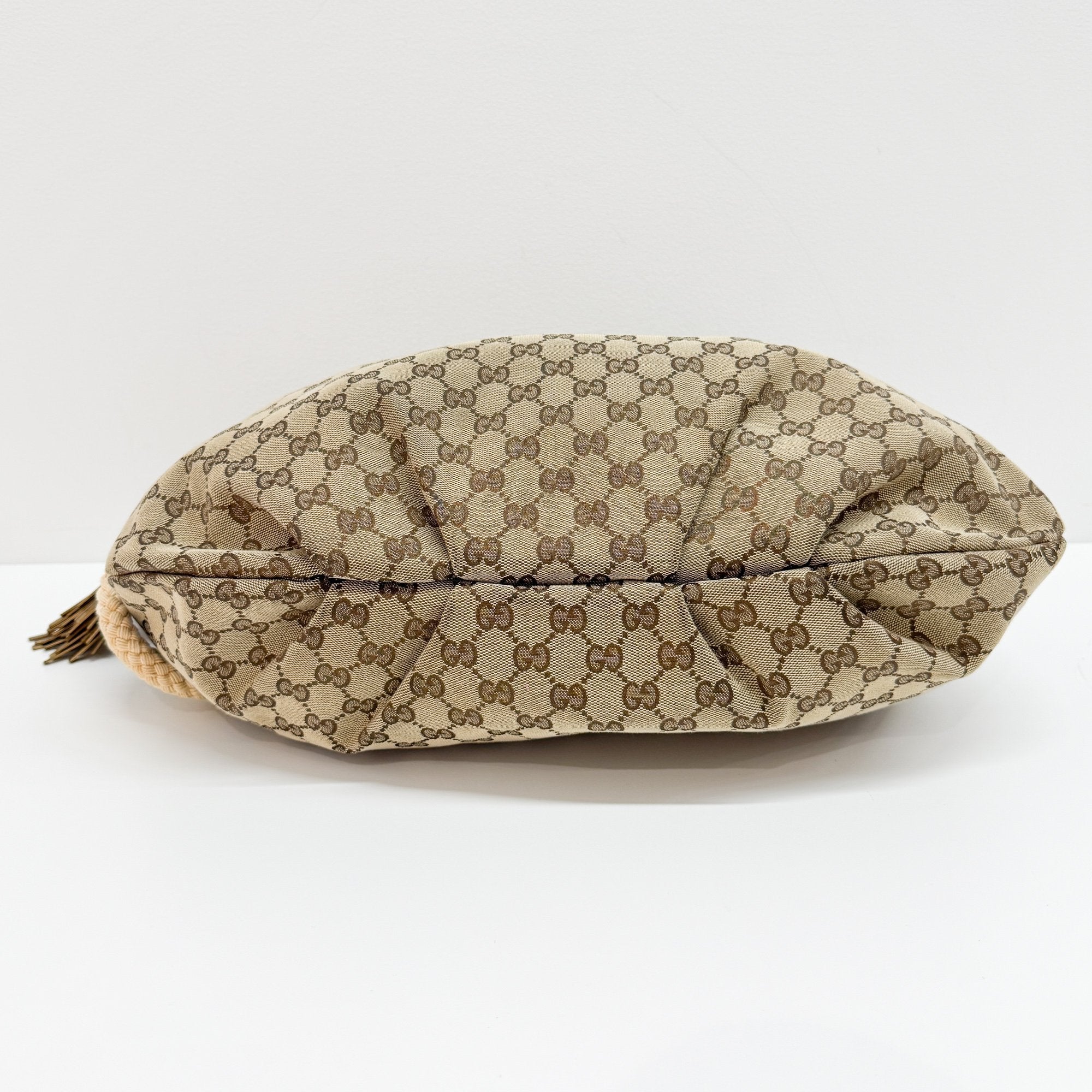 GG Fringe Brown Canvas Shoulder Bag