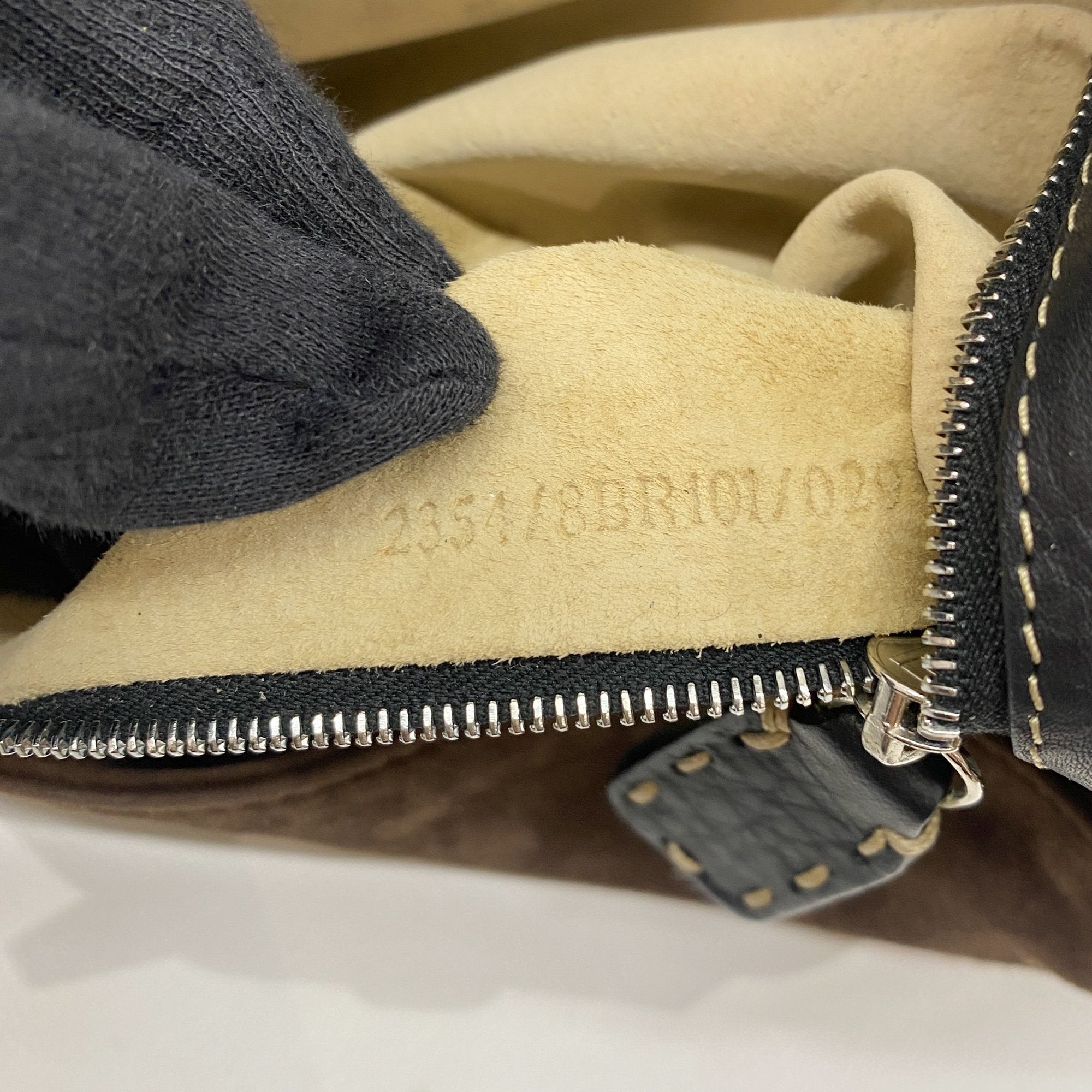 Baguette Embroidery Brown Suede Shoulder Bag