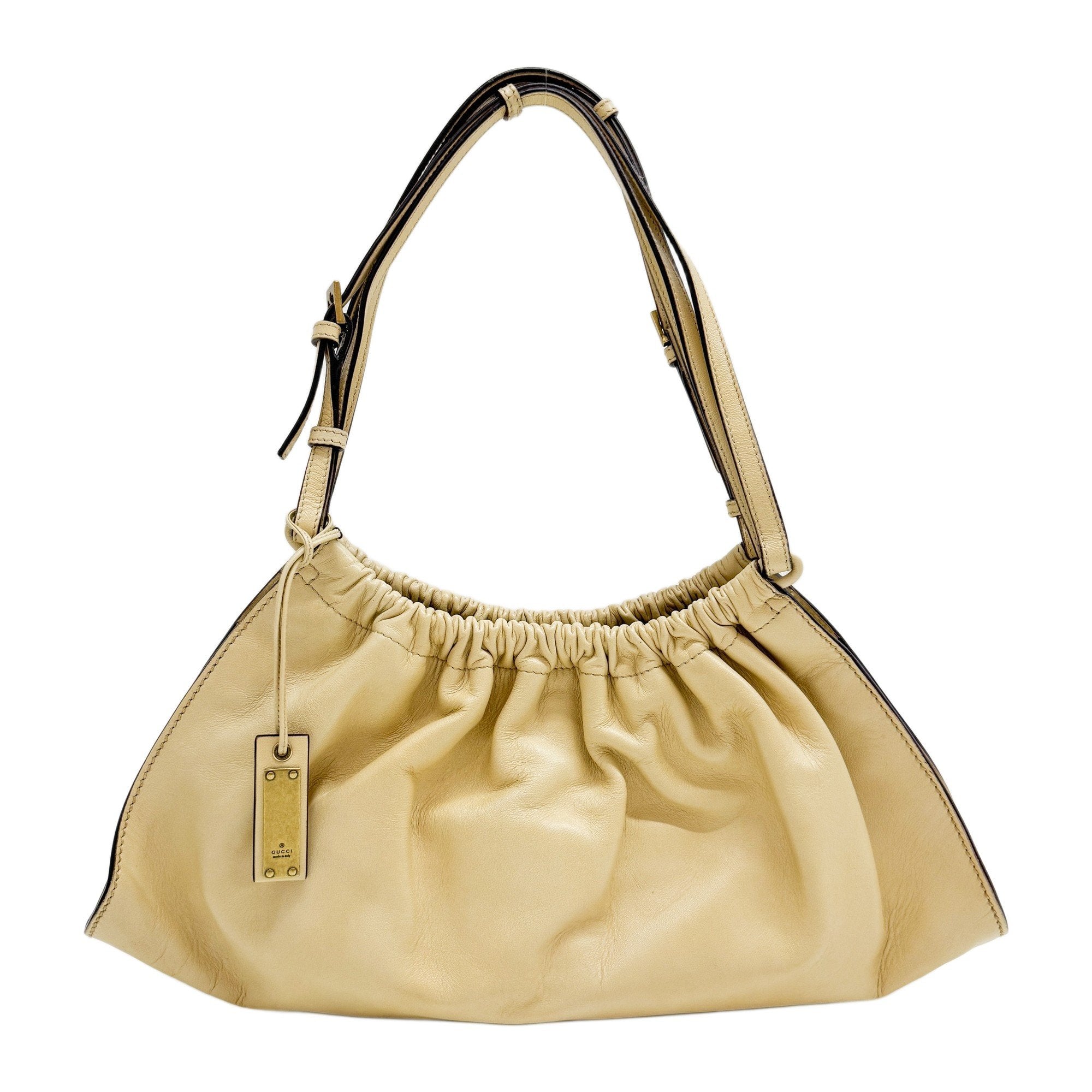 Beige Leather Shoulder Bag