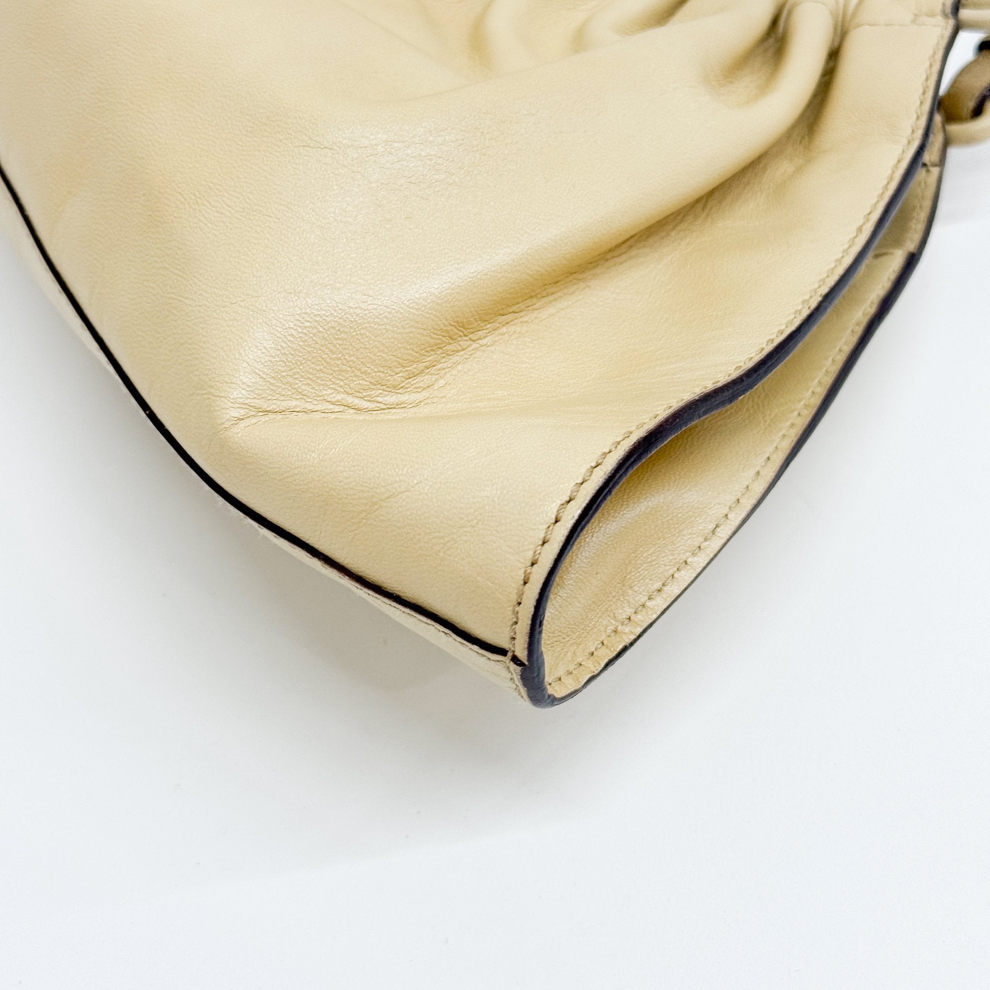 Beige Leather Shoulder Bag
