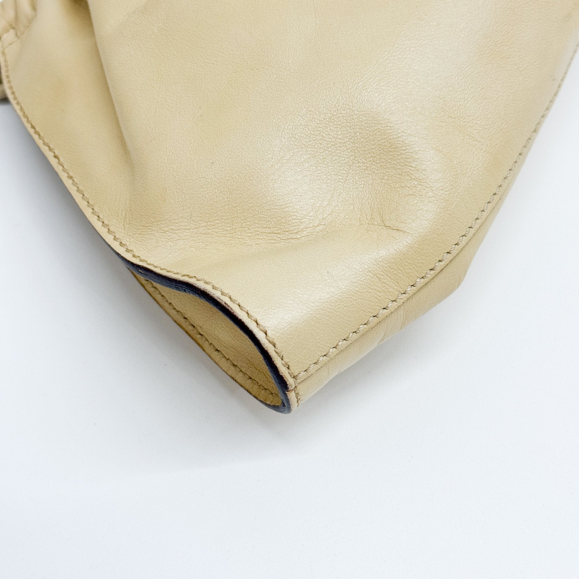 Beige Leather Shoulder Bag