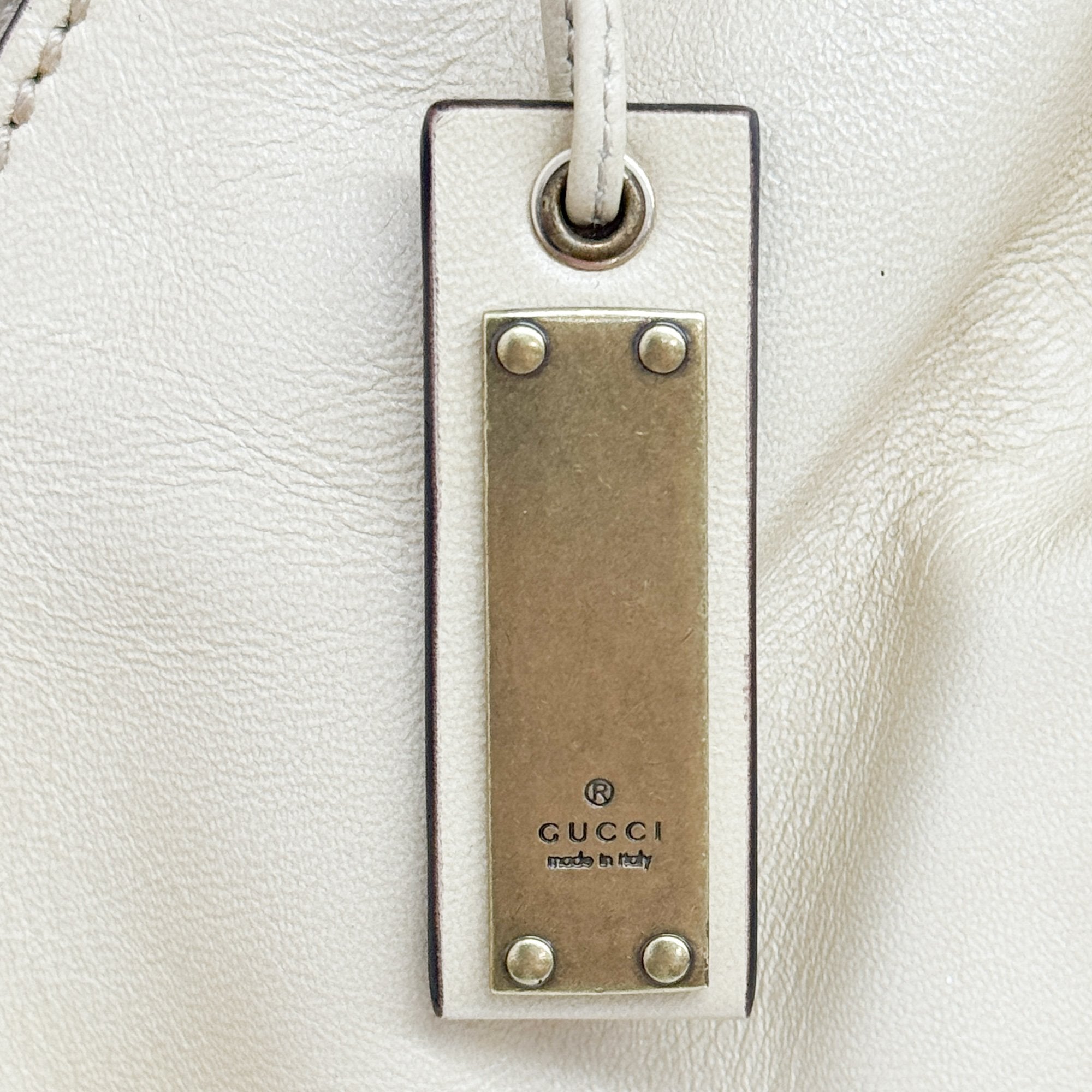 Beige Leather Shoulder Bag