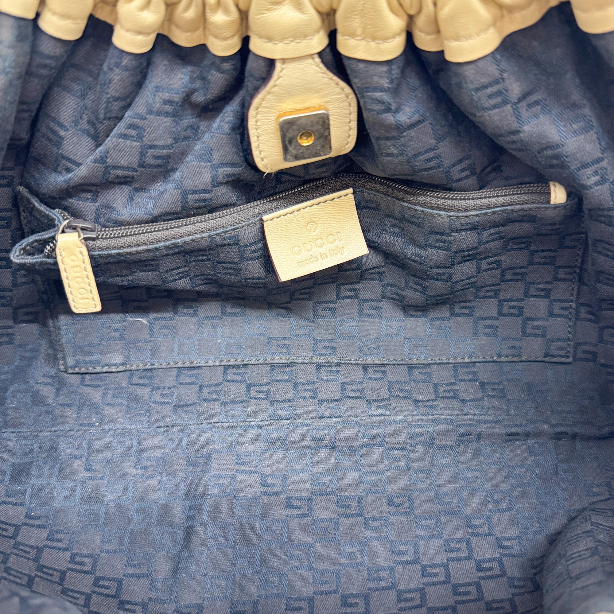 Beige Leather Shoulder Bag