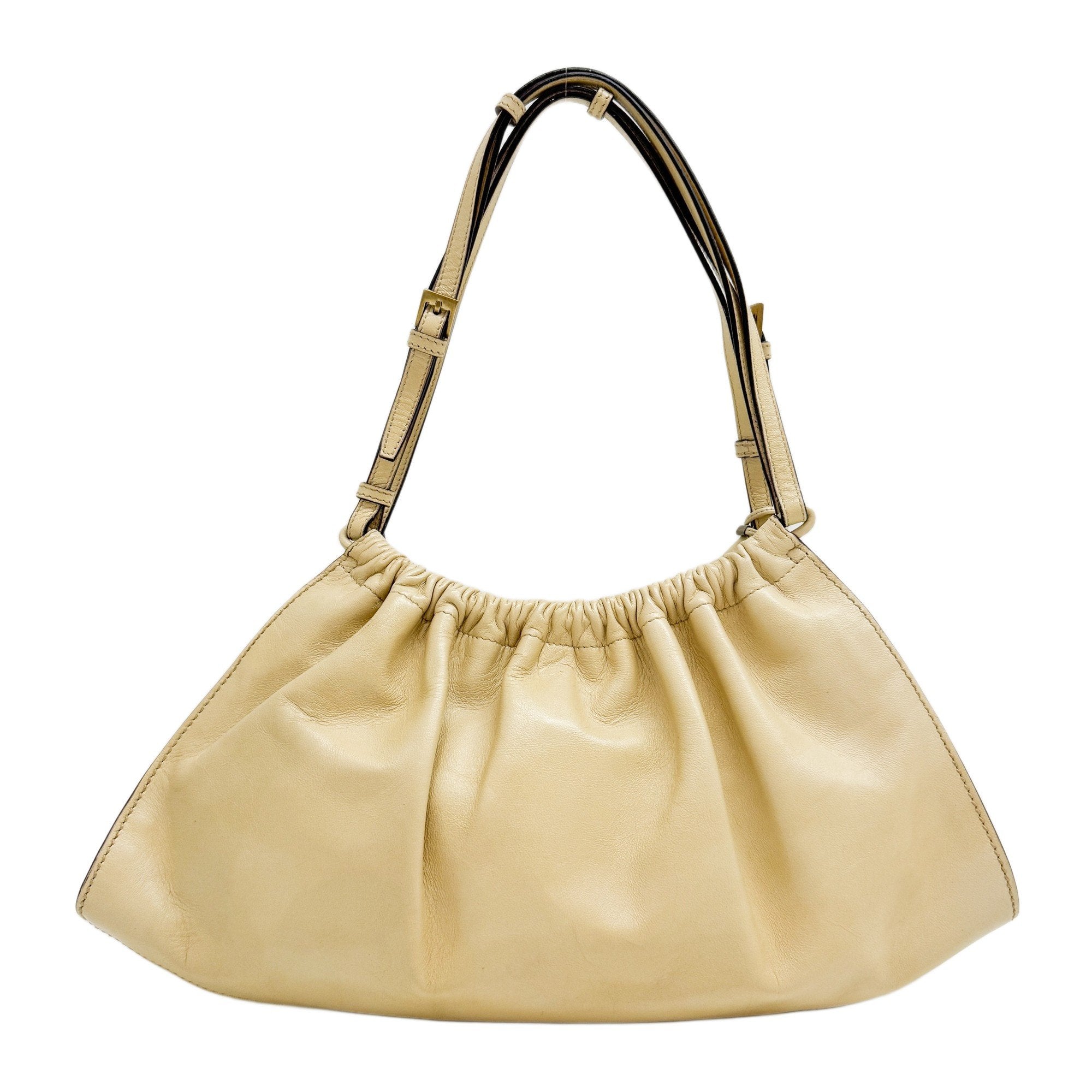 Beige Leather Shoulder Bag