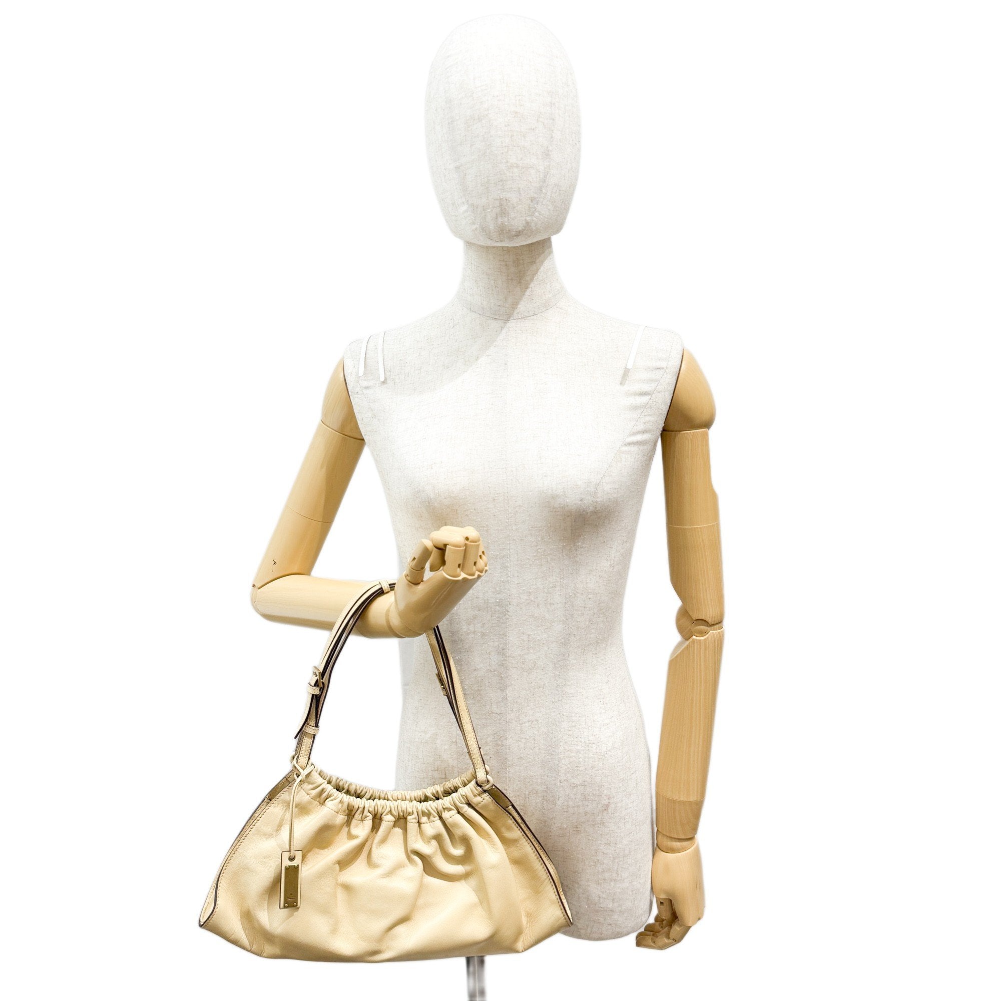 Beige Leather Shoulder Bag