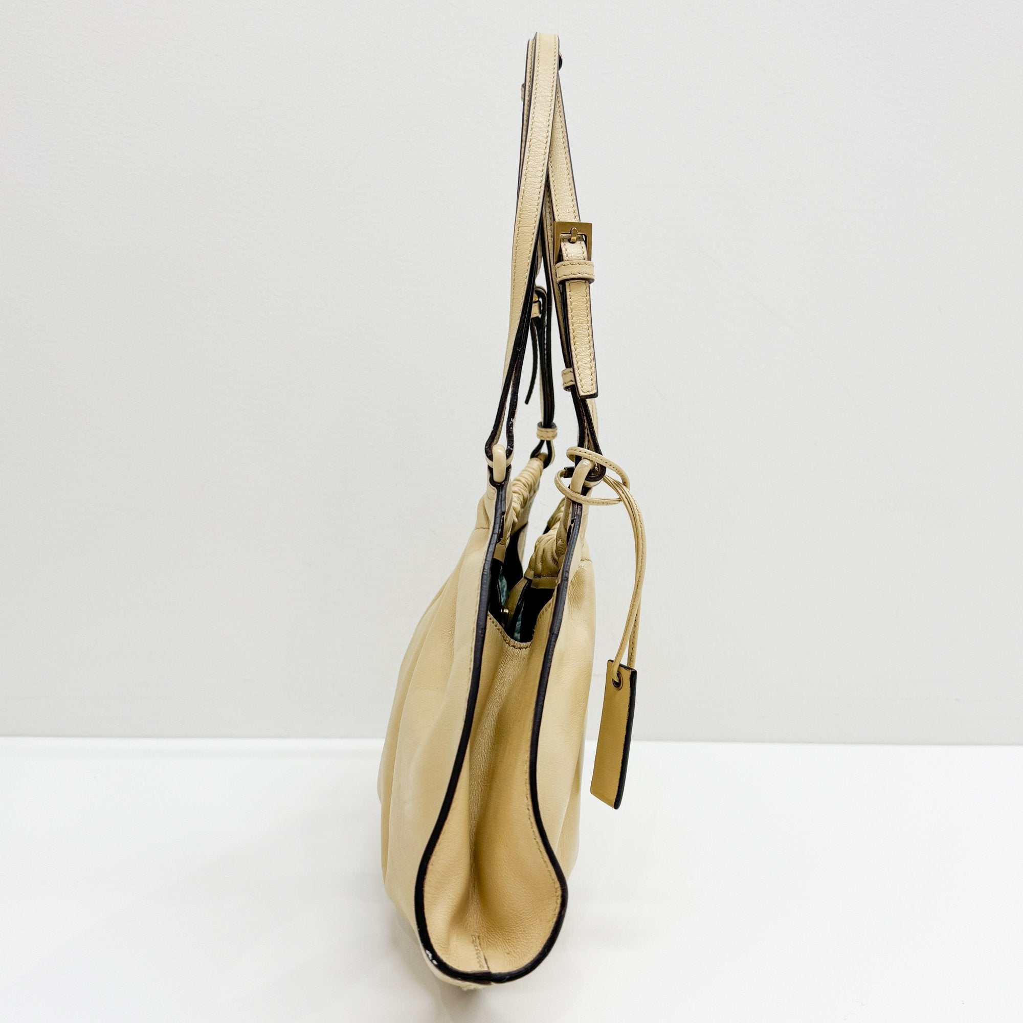 Beige Leather Shoulder Bag