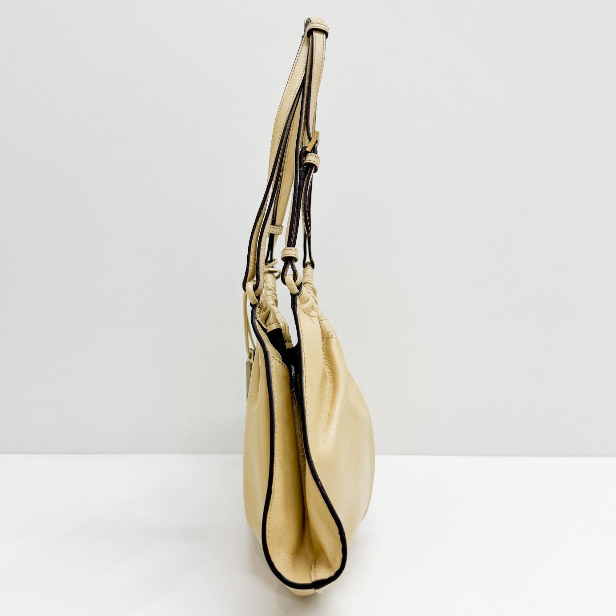 Beige Leather Shoulder Bag