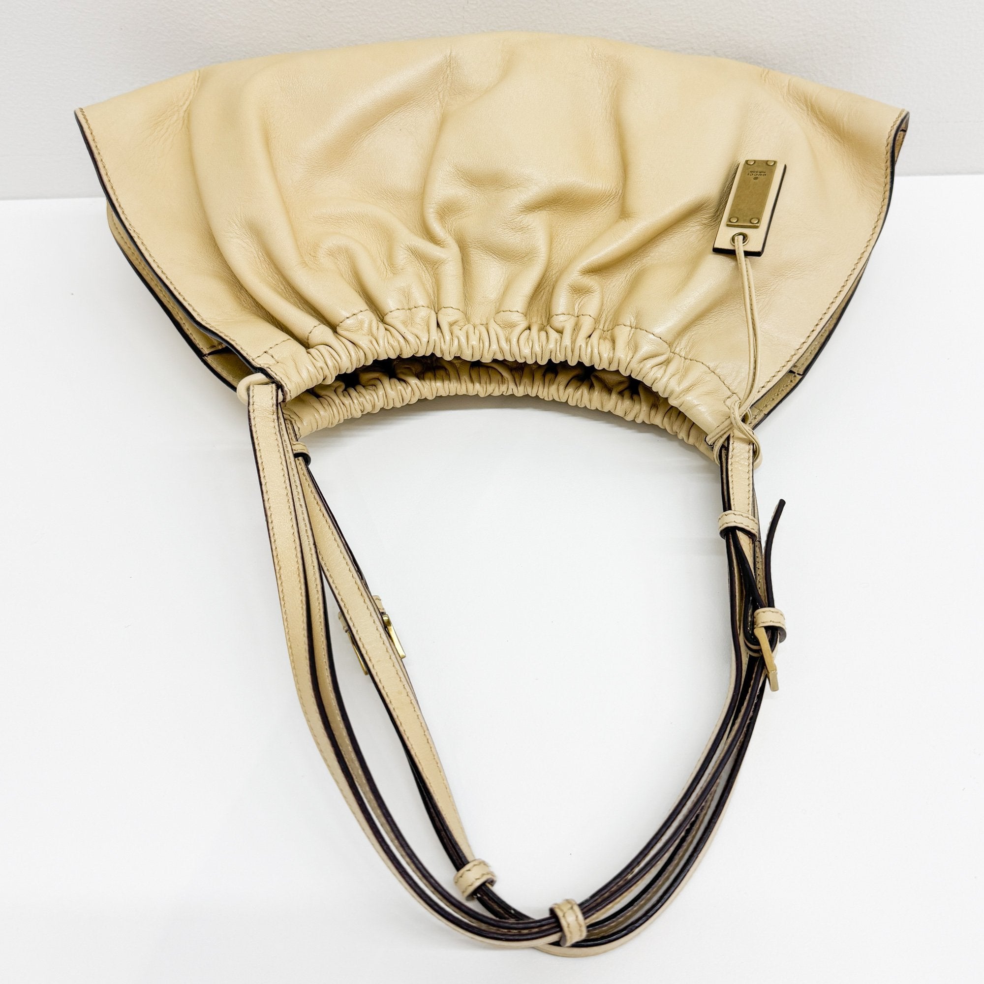 Beige Leather Shoulder Bag