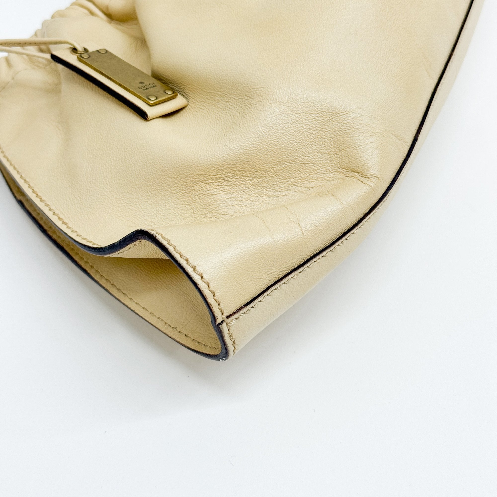 Beige Leather Shoulder Bag