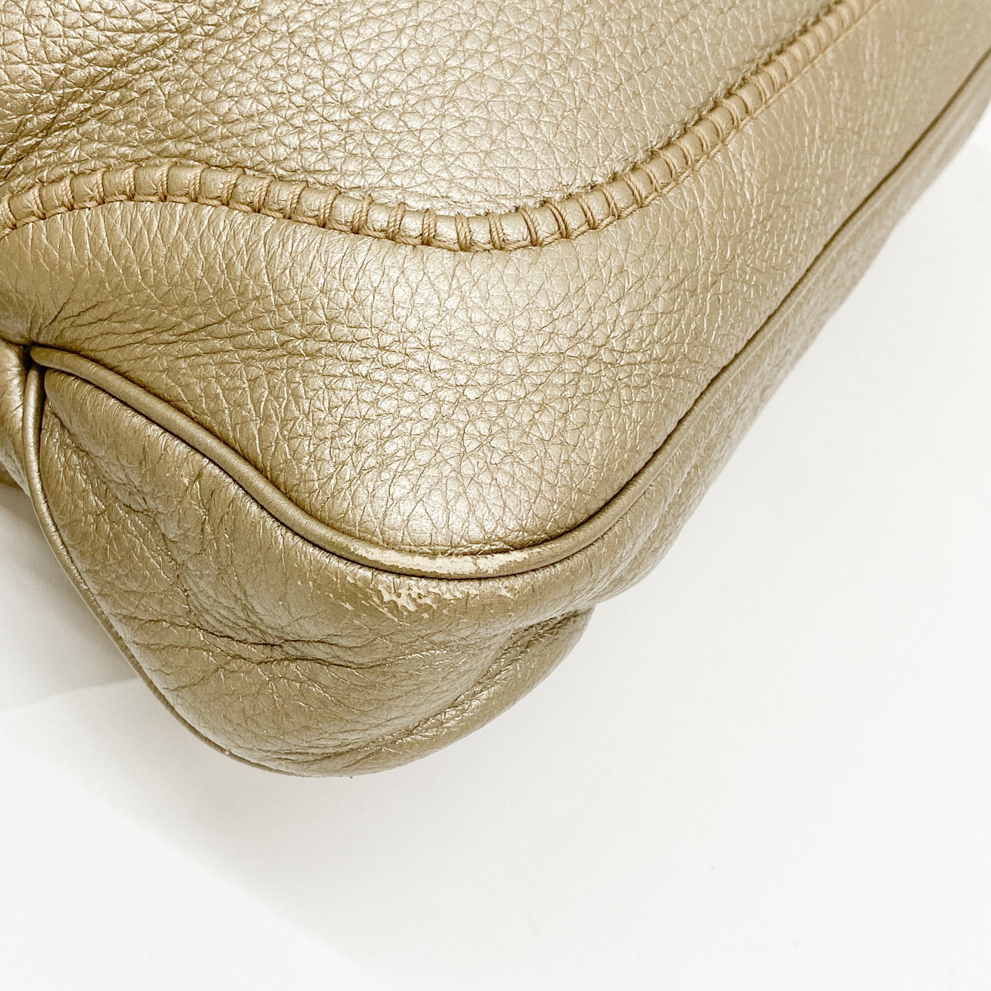 Jackie Gold Leather Shoulder Bag