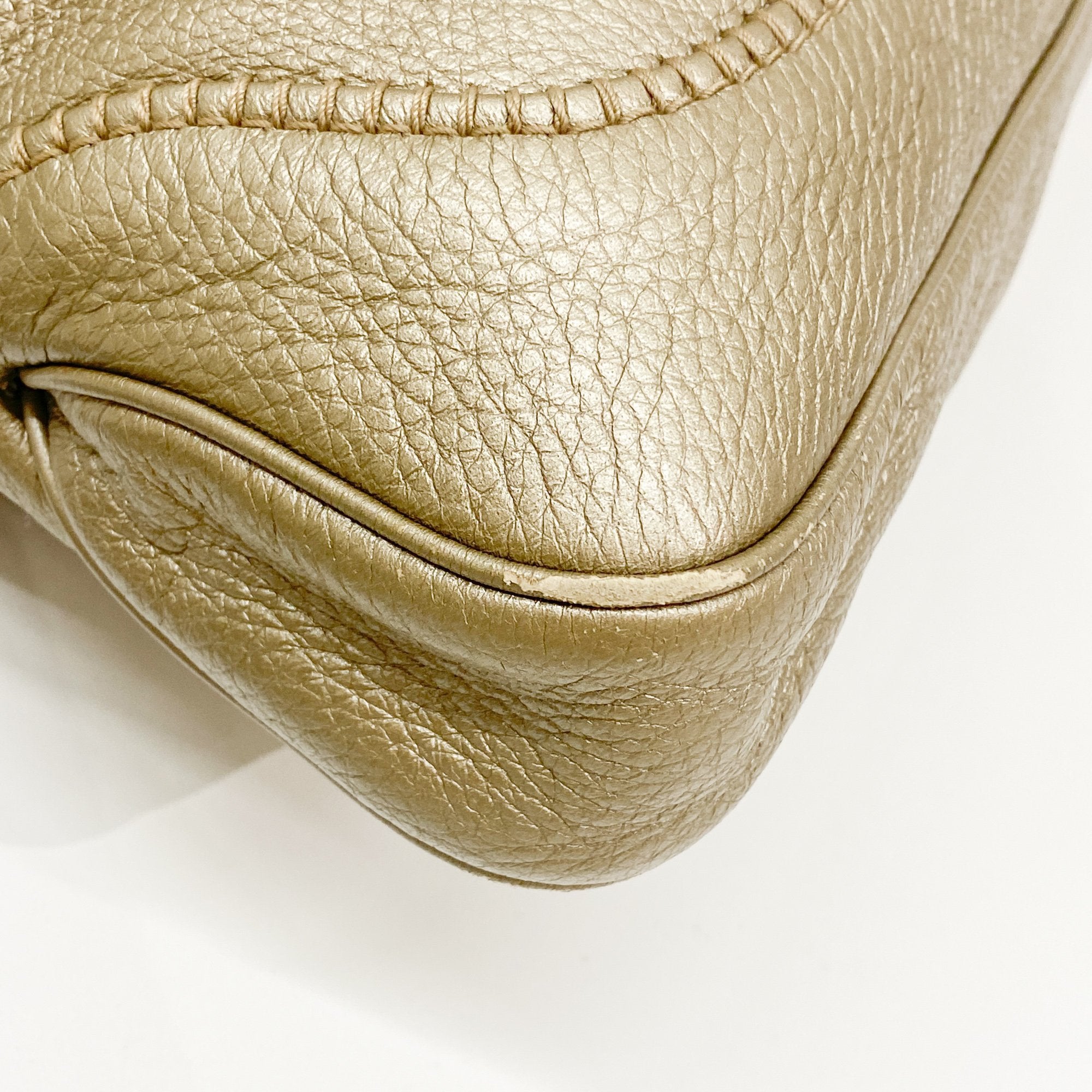 Jackie Gold Leather Shoulder Bag