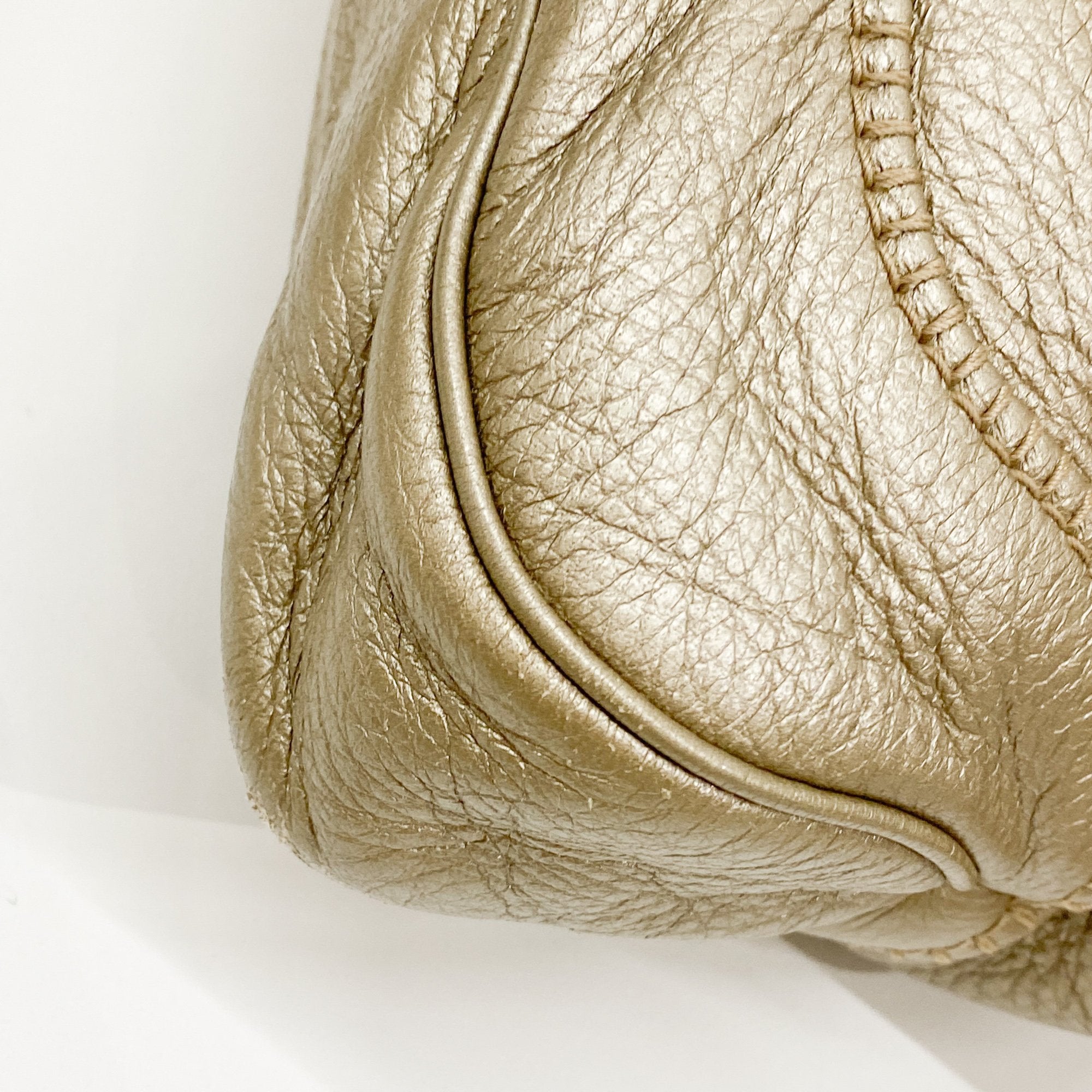 Jackie Gold Leather Shoulder Bag