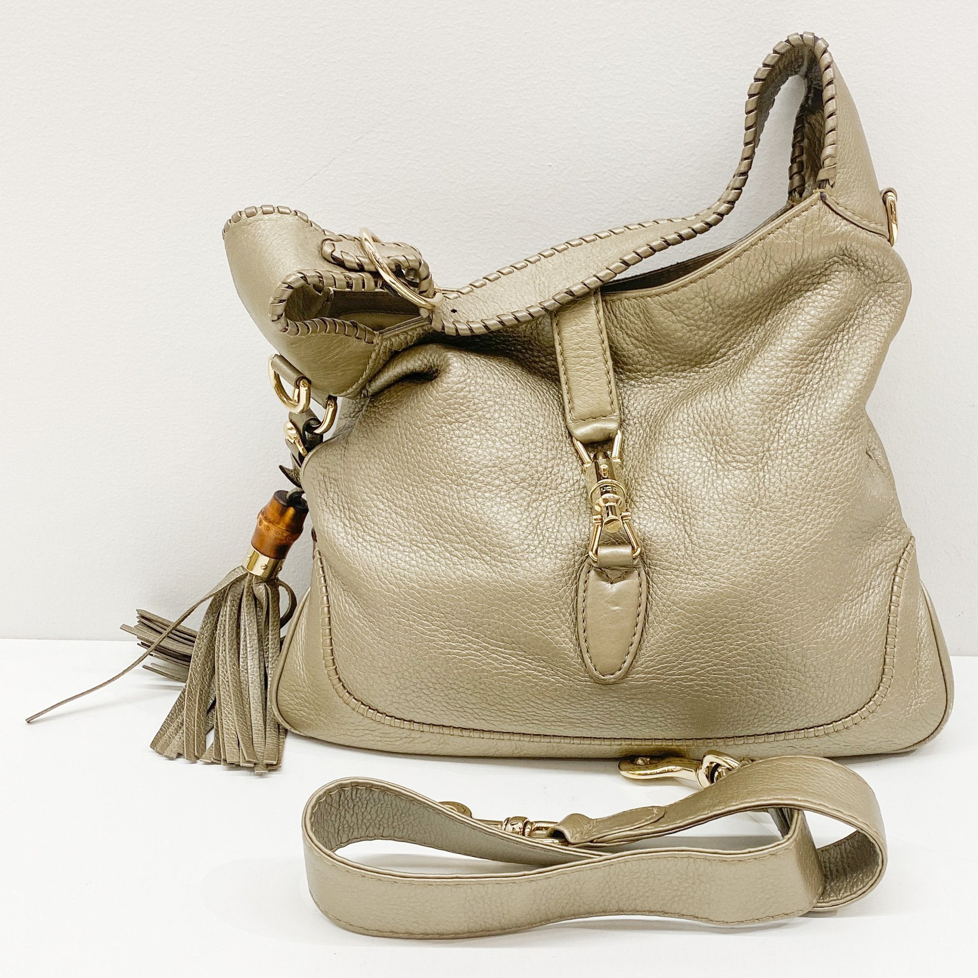 Jackie Gold Leather Shoulder Bag