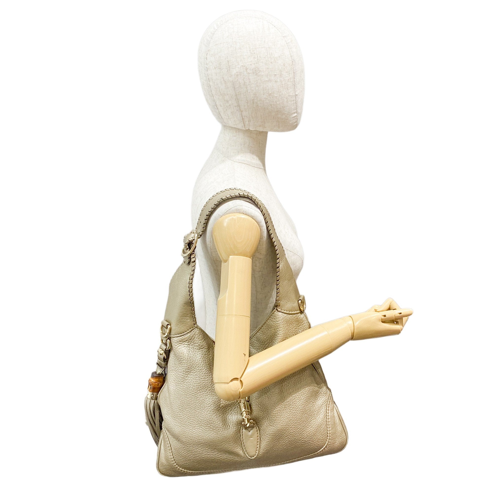 Jackie Gold Leather Shoulder Bag