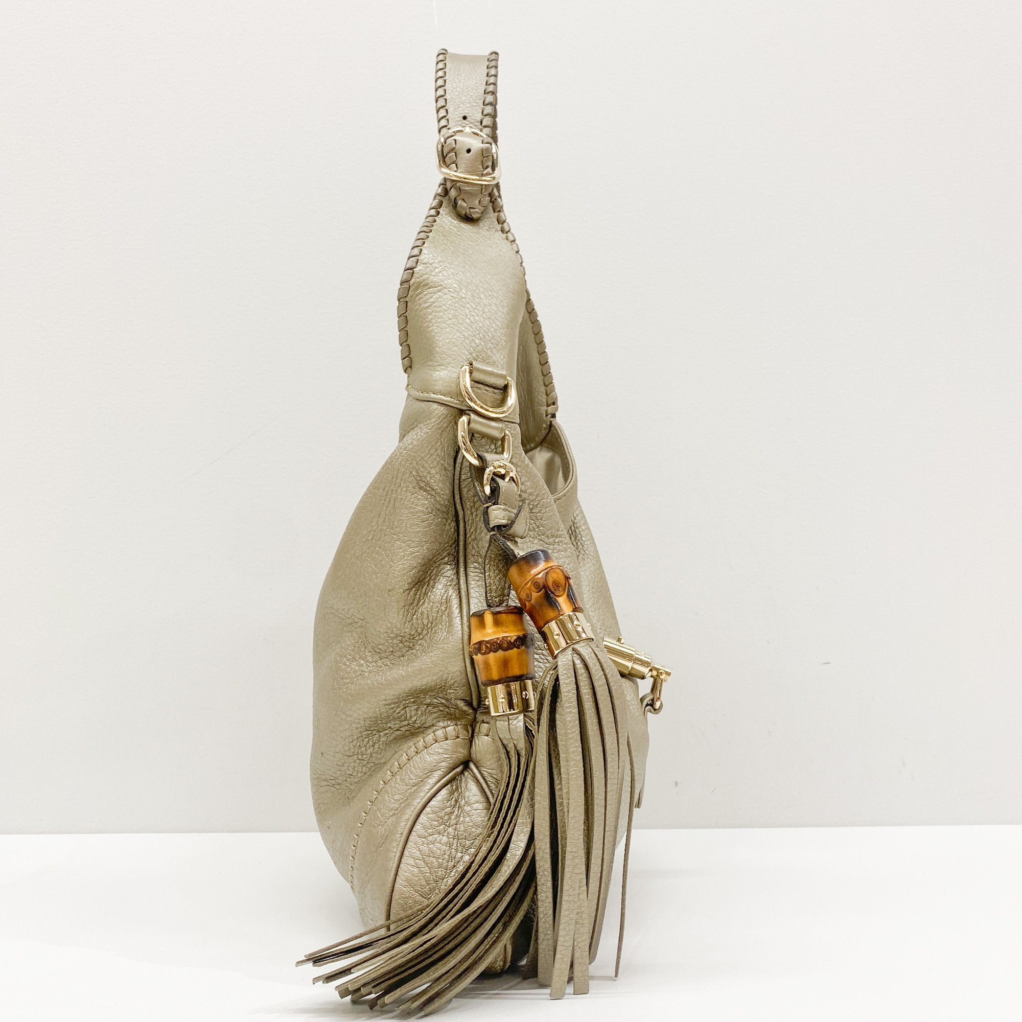 Jackie Gold Leather Shoulder Bag