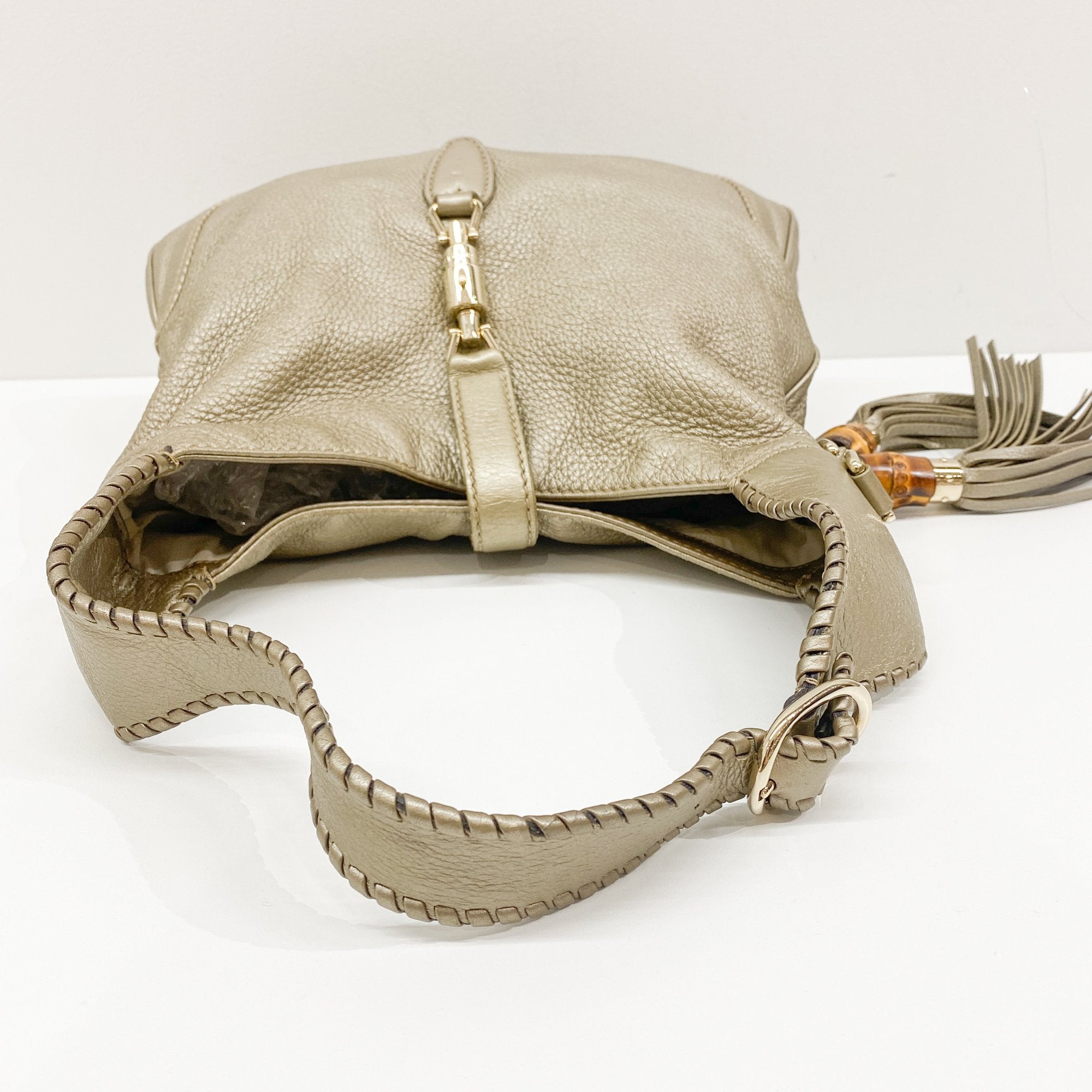 Jackie Gold Leather Shoulder Bag