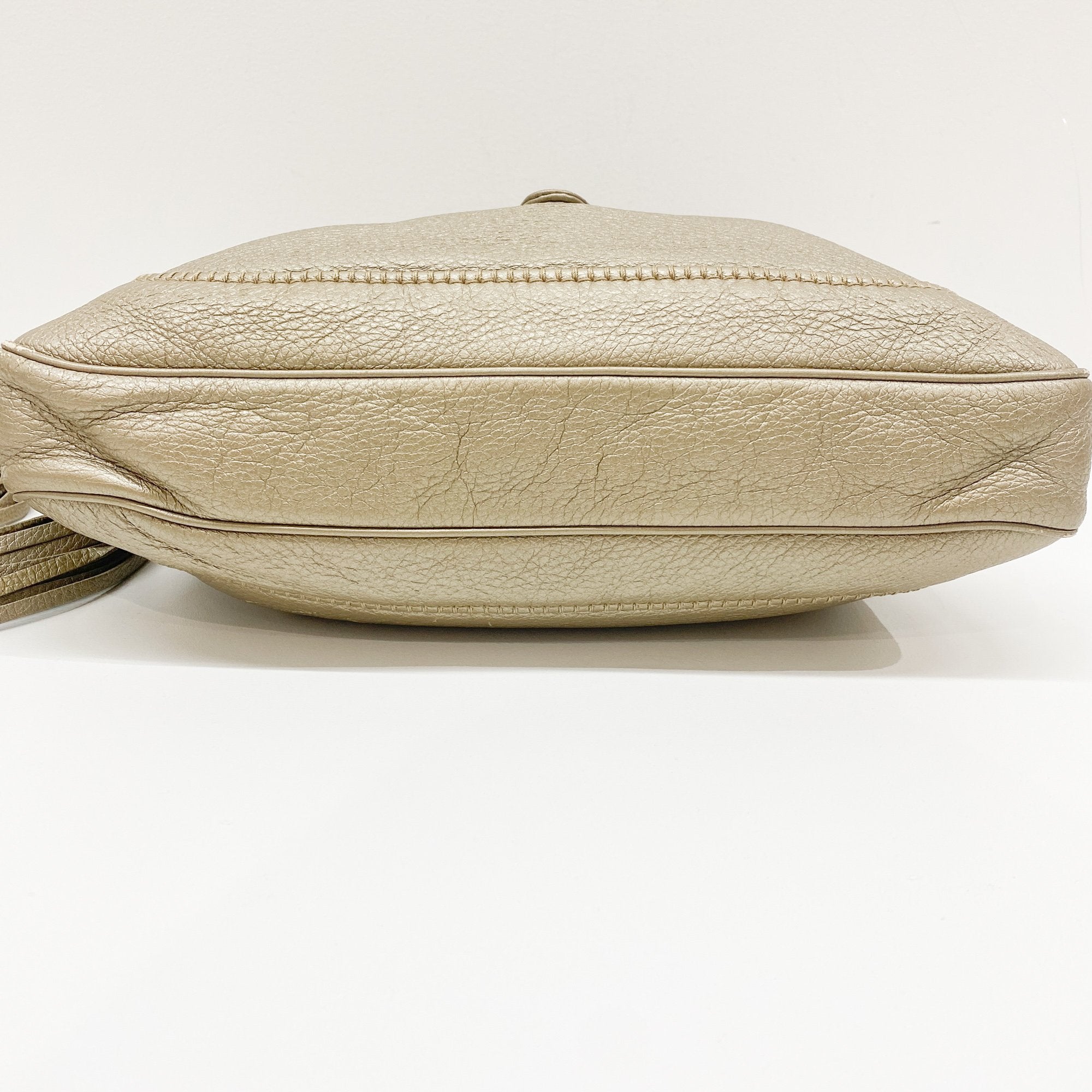 Jackie Gold Leather Shoulder Bag