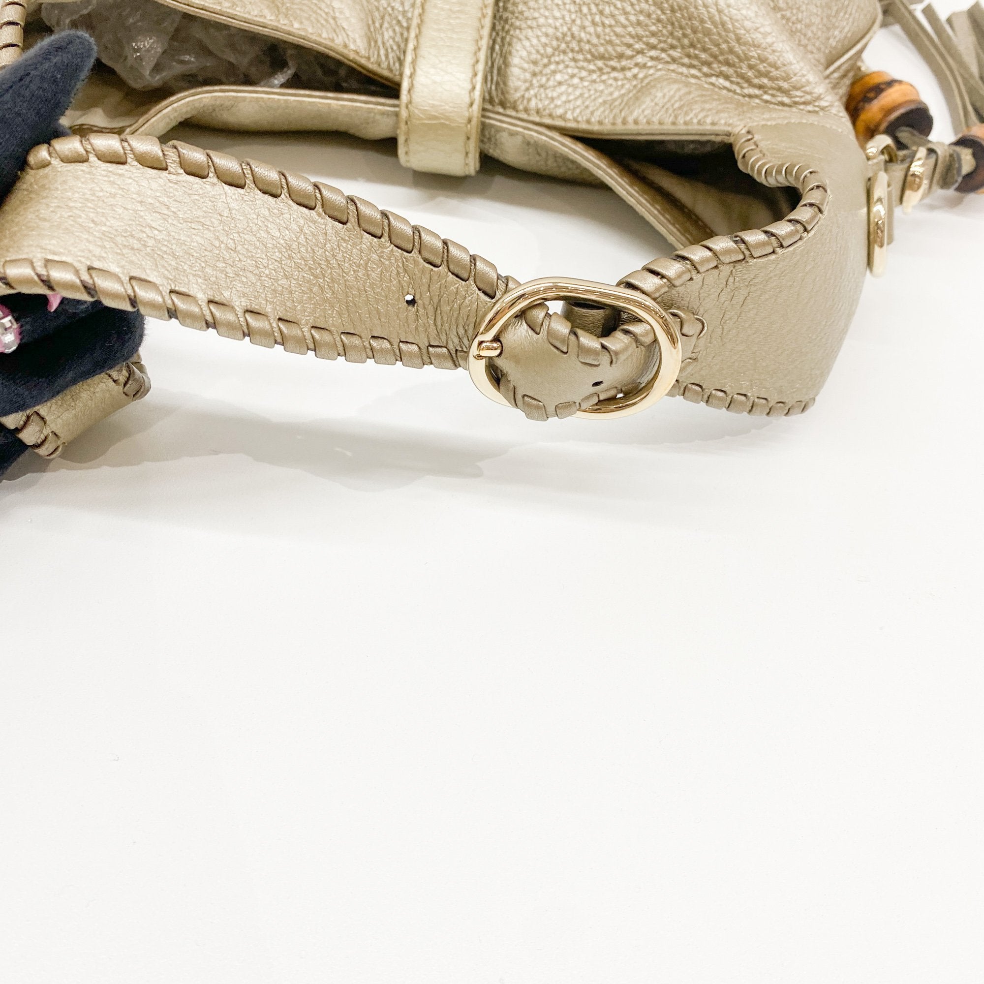 Jackie Gold Leather Shoulder Bag