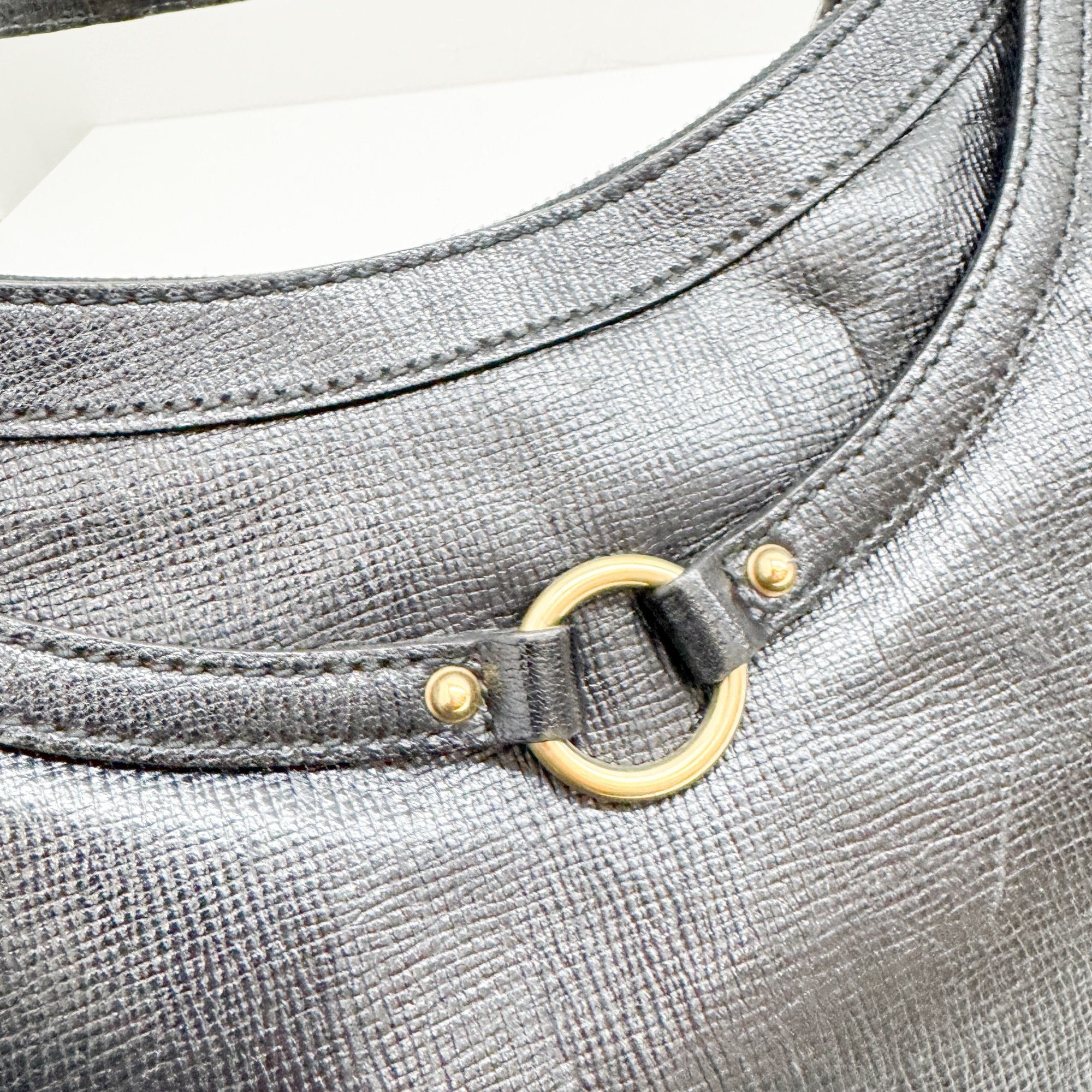 Horsebit Black Leather Shoulder Bag