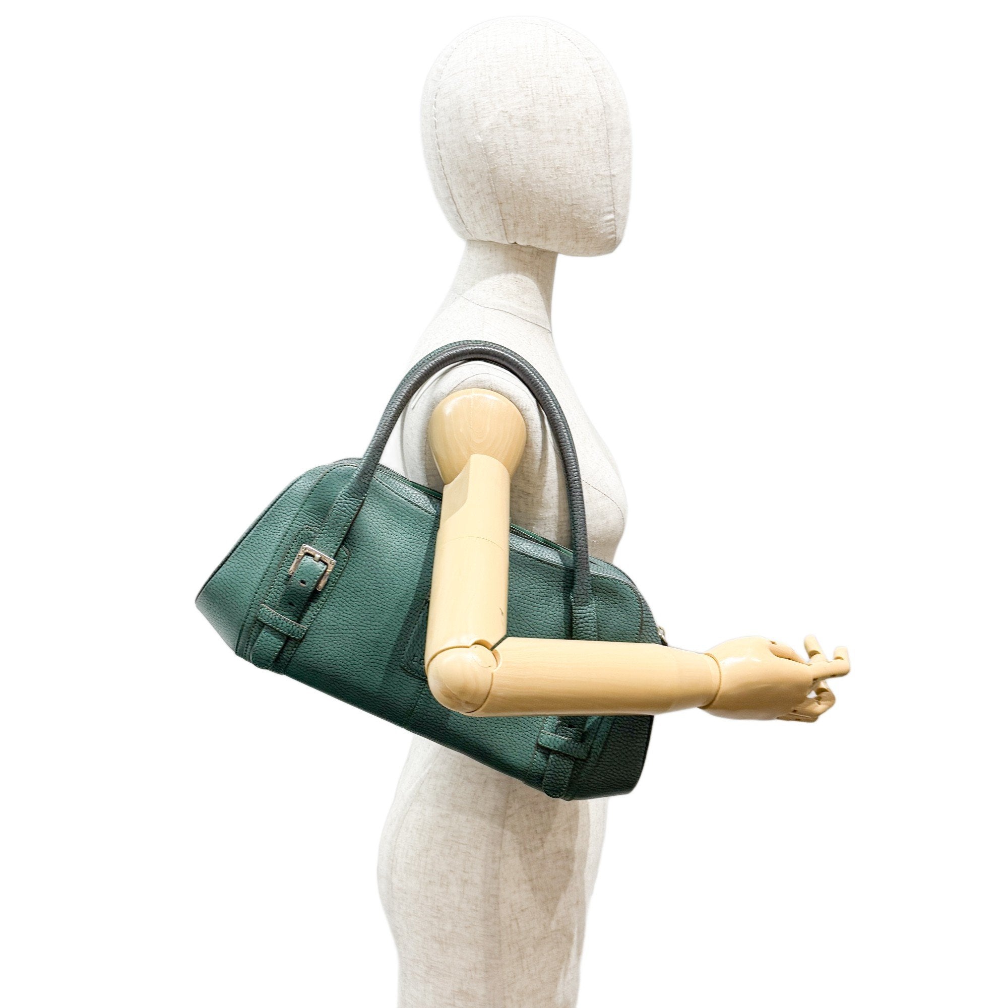 Senda Green Leather Hand Bag