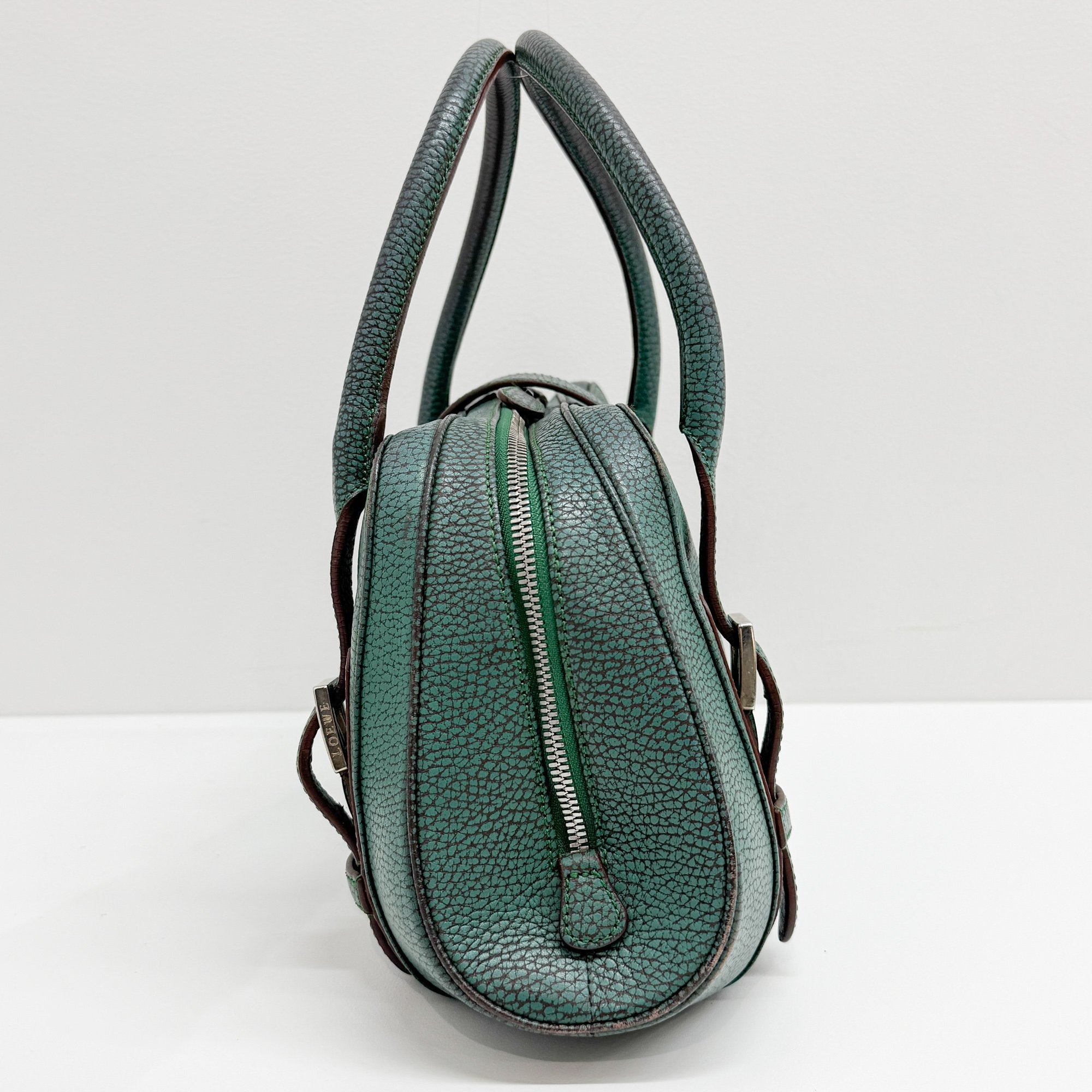 Senda Green Leather Hand Bag