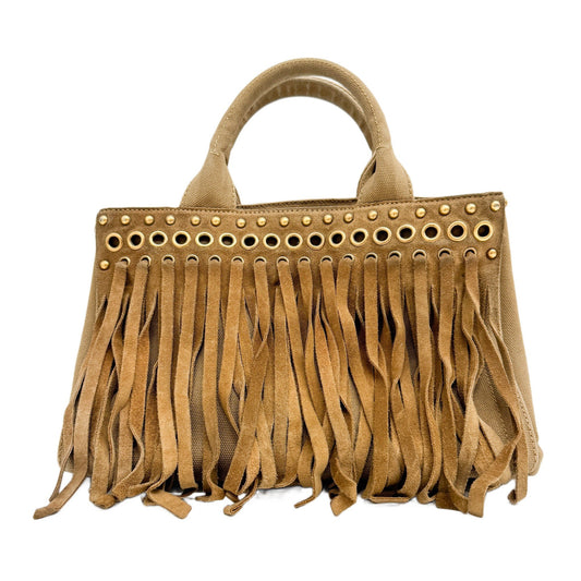 Canapa Eyelet Studs Fringe Brown Cotton Hand Bag