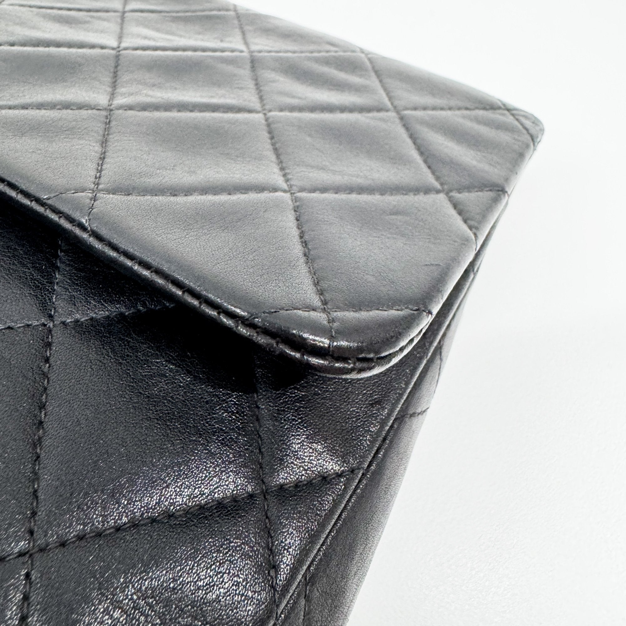 Maxi Classic Flap Black Leather Shoulder Bag