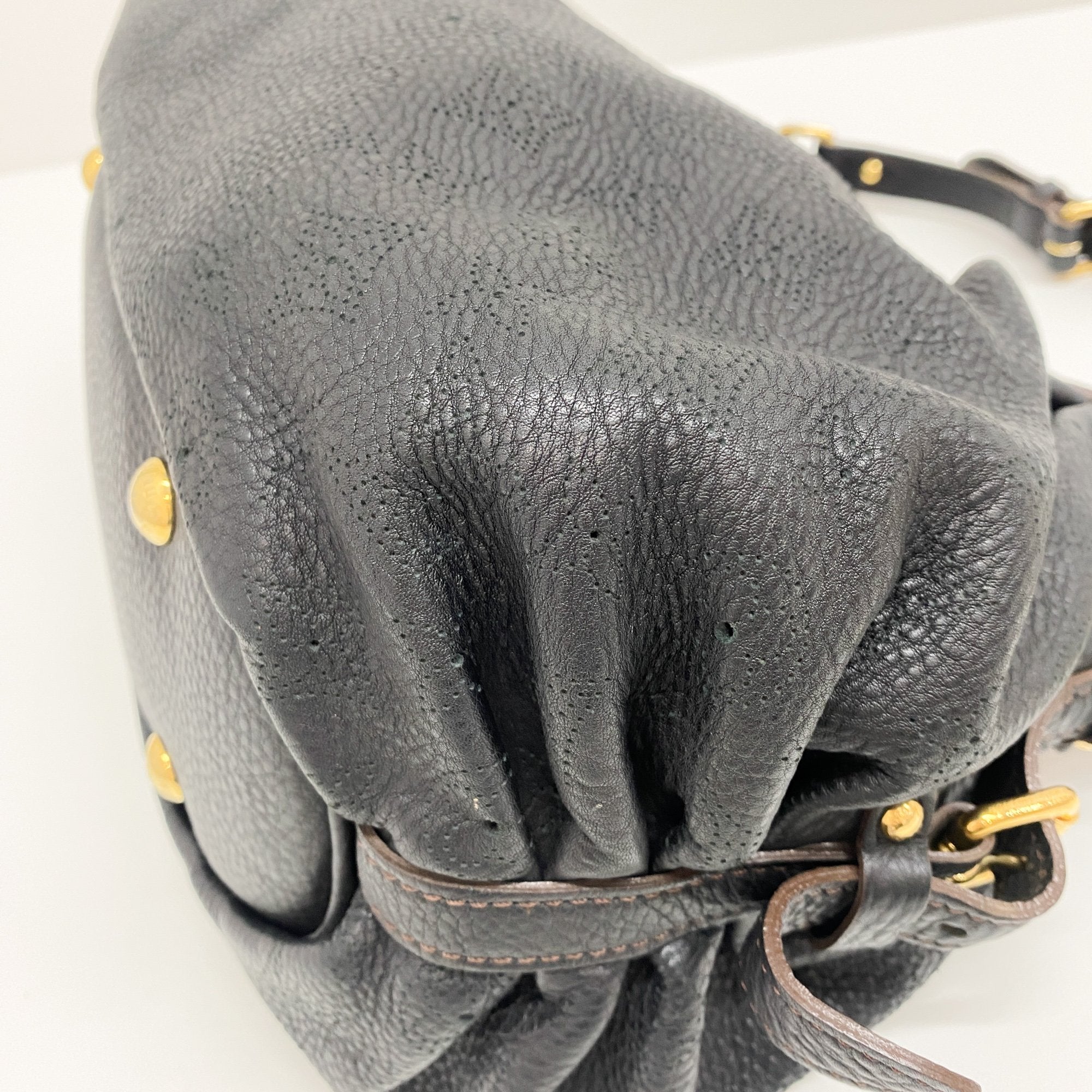 Mahina XS Black Monogram Canvas Shoulder Bag