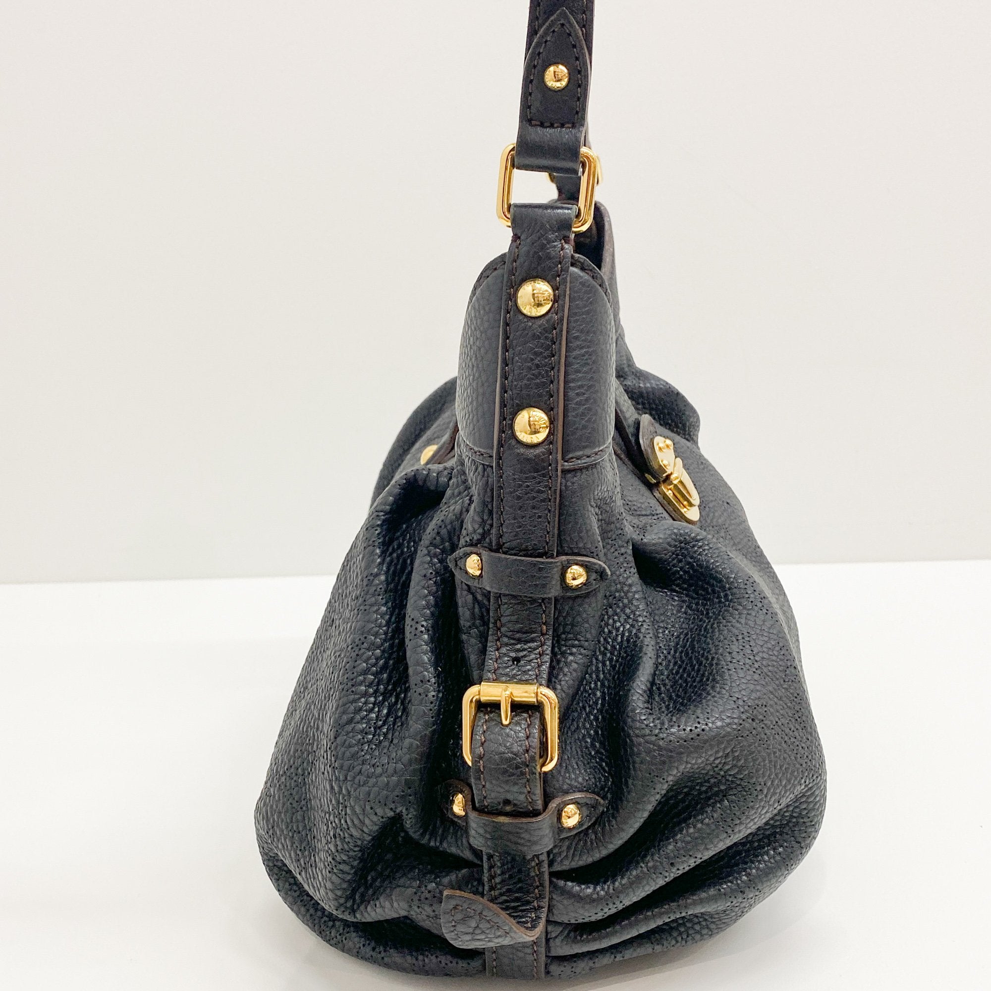 Mahina XS Black Monogram Canvas Shoulder Bag