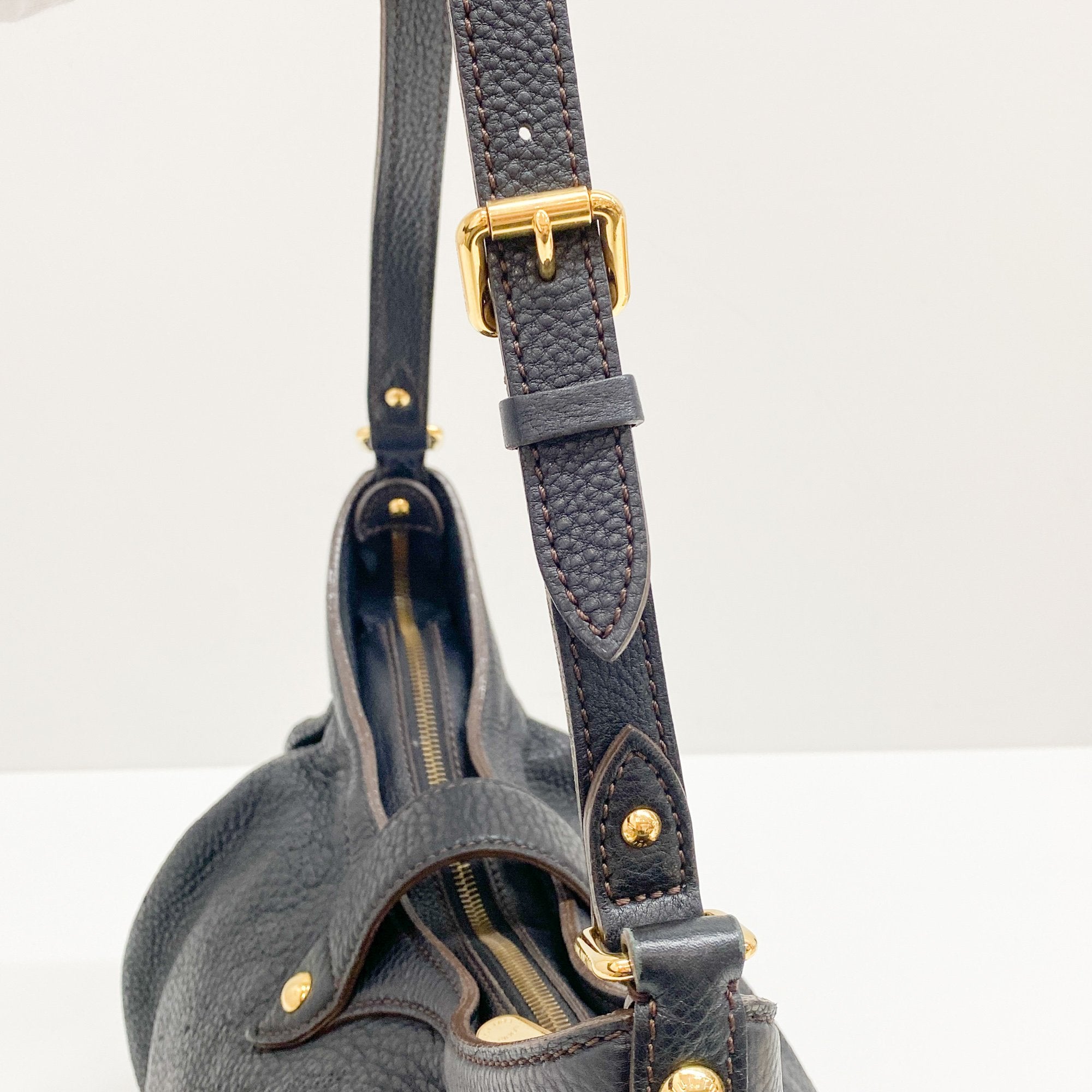 Mahina XS Black Monogram Canvas Shoulder Bag