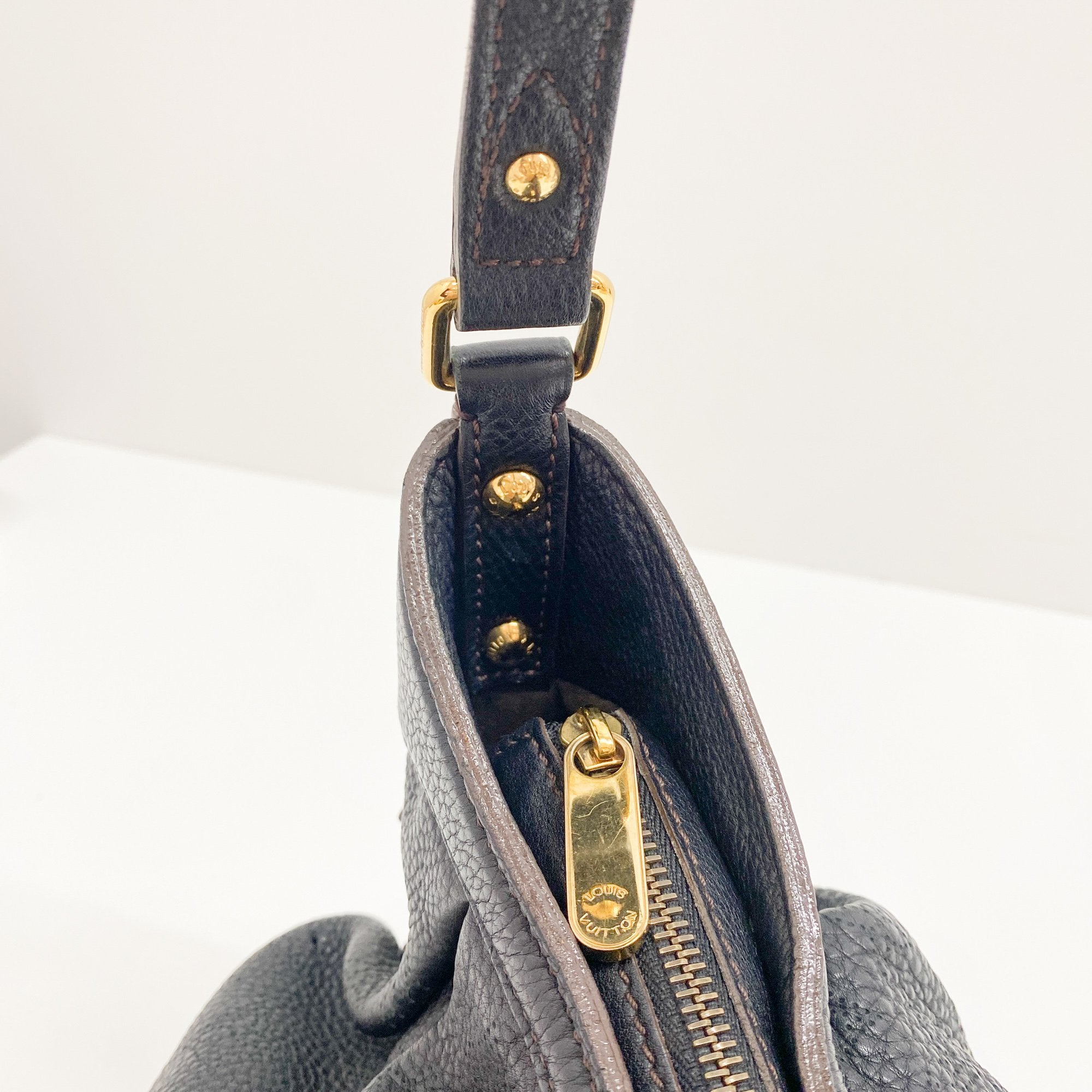 Mahina XS Black Monogram Canvas Shoulder Bag