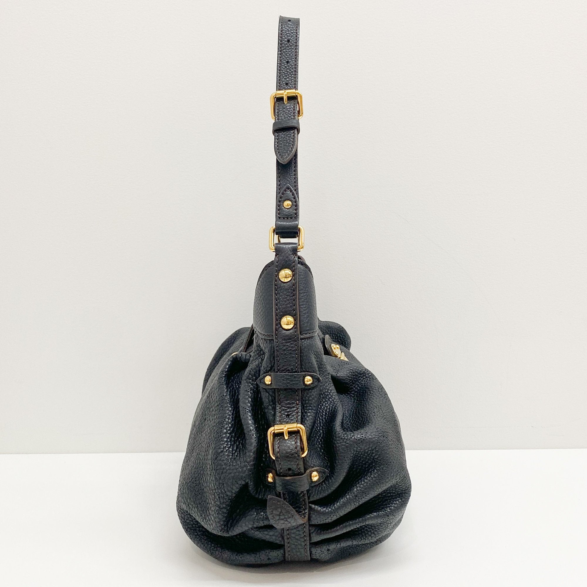 Mahina XS Black Monogram Canvas Shoulder Bag