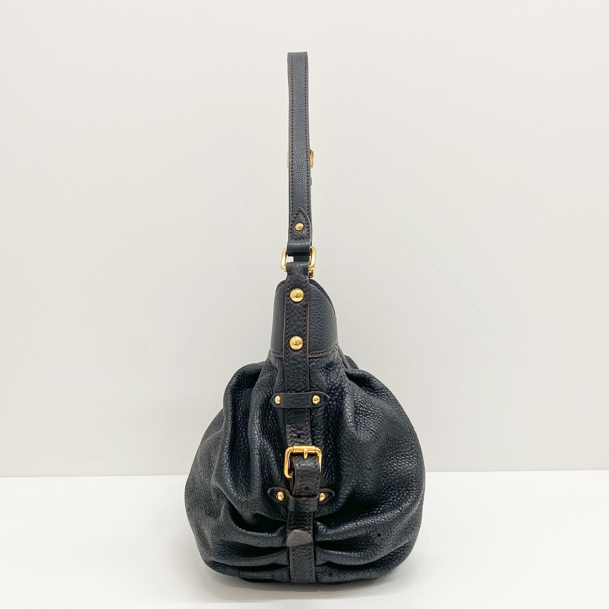 Mahina XS Black Monogram Canvas Shoulder Bag