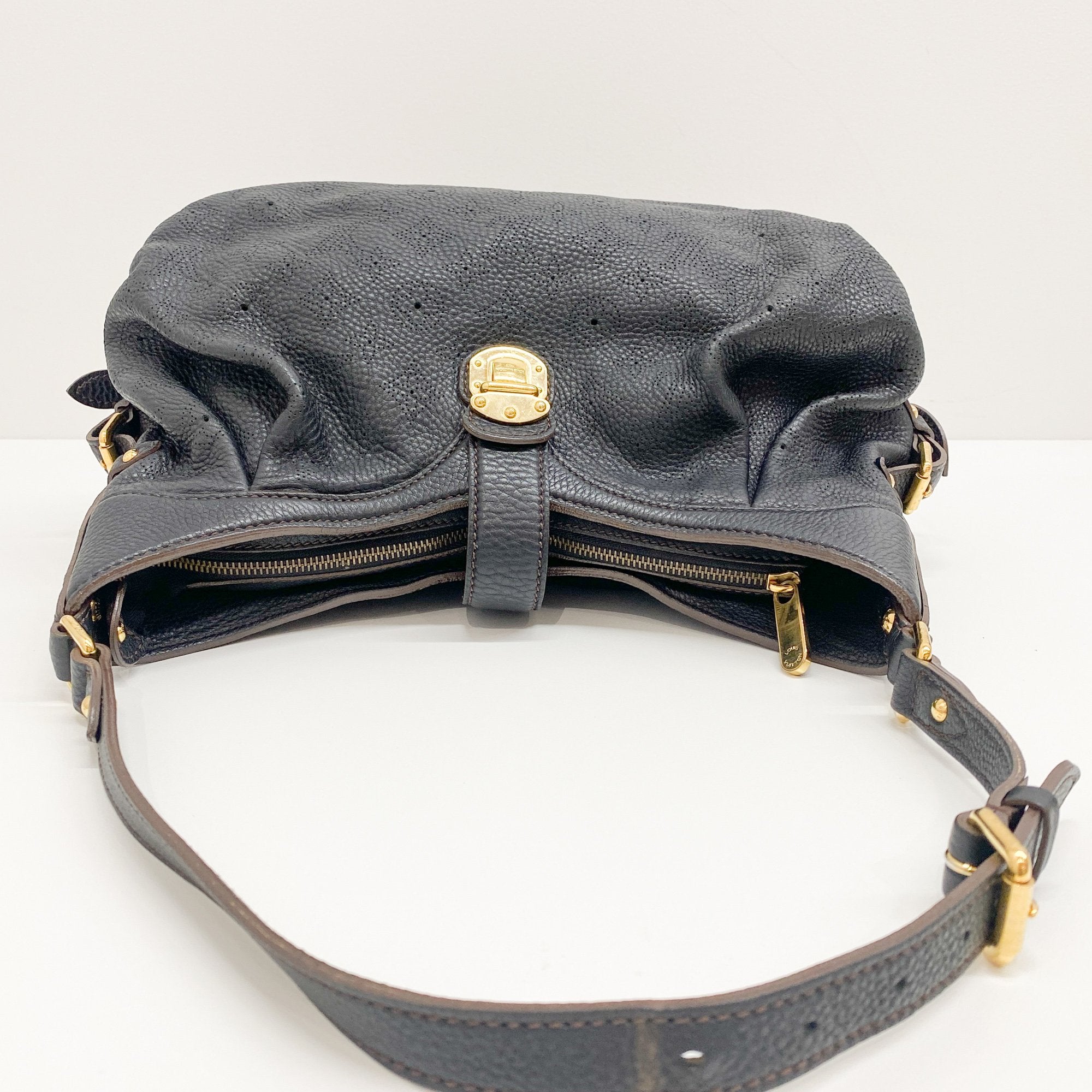 Mahina XS Black Monogram Canvas Shoulder Bag