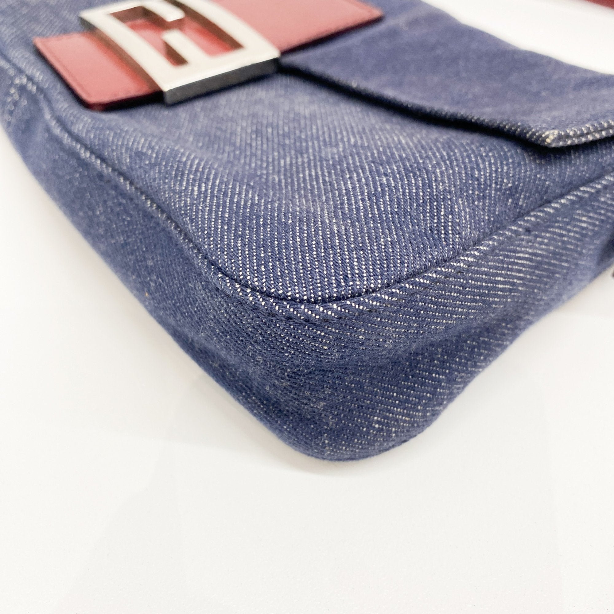 Baguette Blue Denim Shoulder Bag