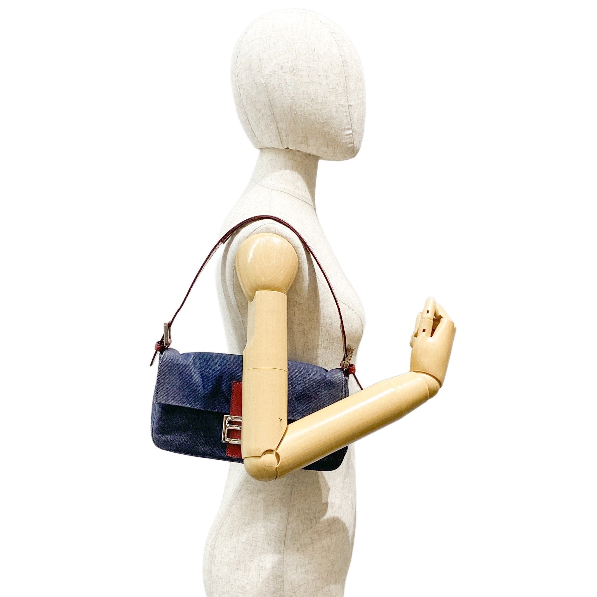 Baguette Blue Denim Shoulder Bag