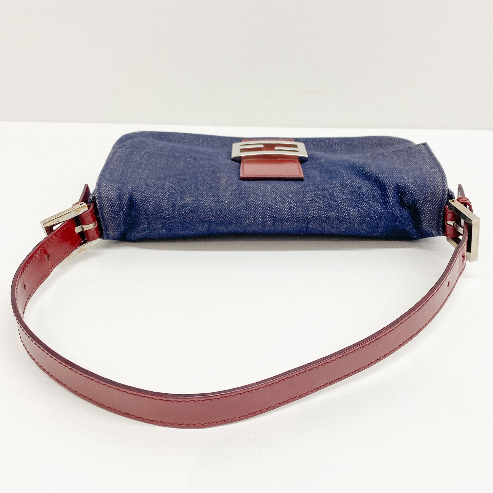 Baguette Blue Denim Shoulder Bag