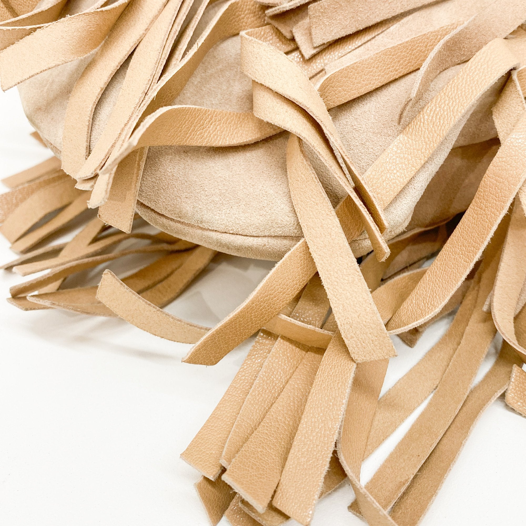 Saint Tropez Fringe Beige Suede Shoulder Bag