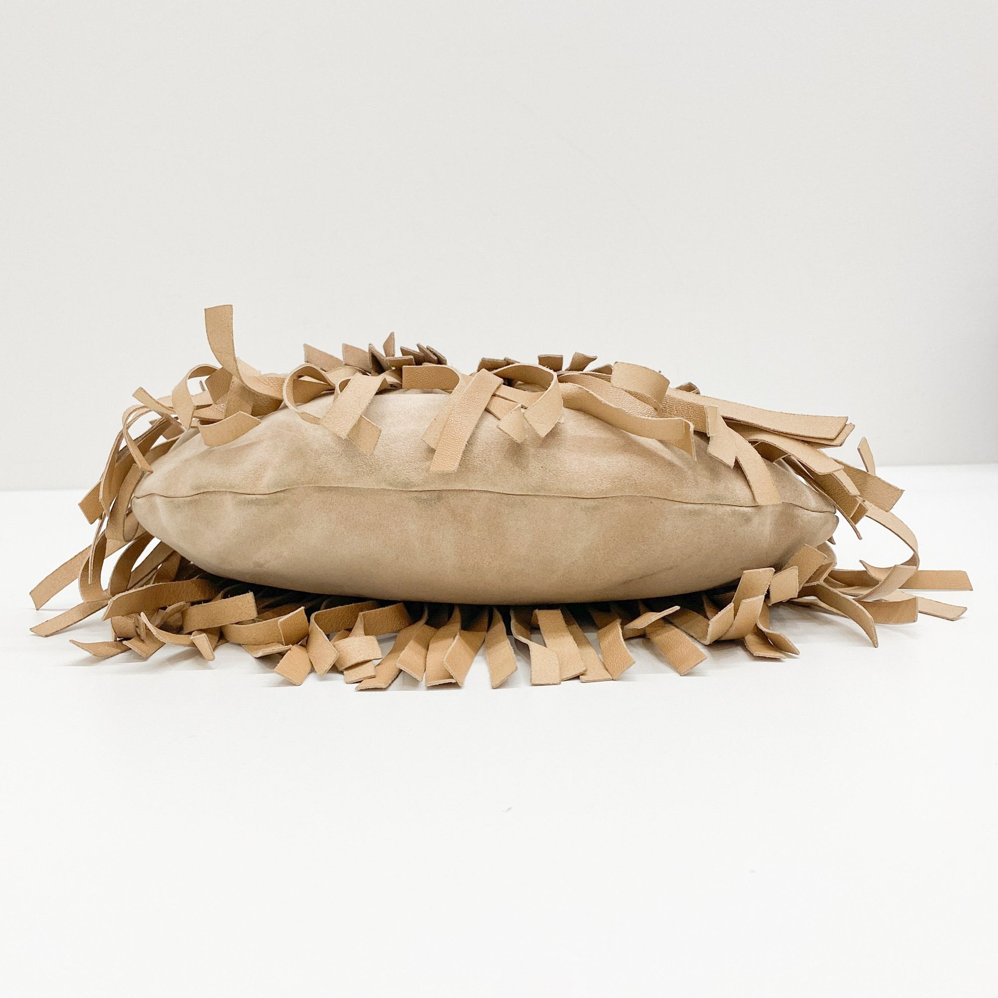 Saint Tropez Fringe Beige Suede Shoulder Bag