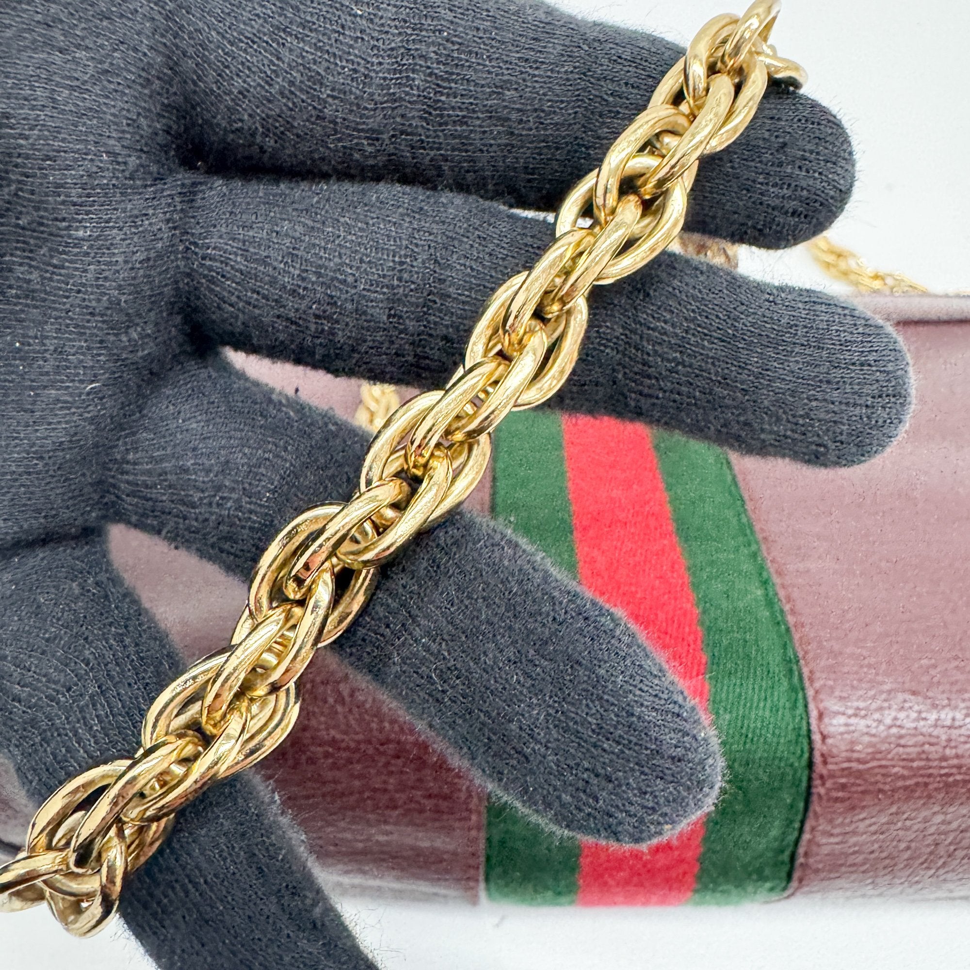 Ophidia Red Leather Shoulder Bag