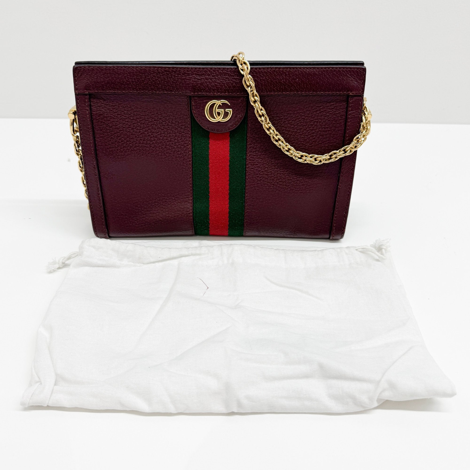 Ophidia Red Leather Shoulder Bag