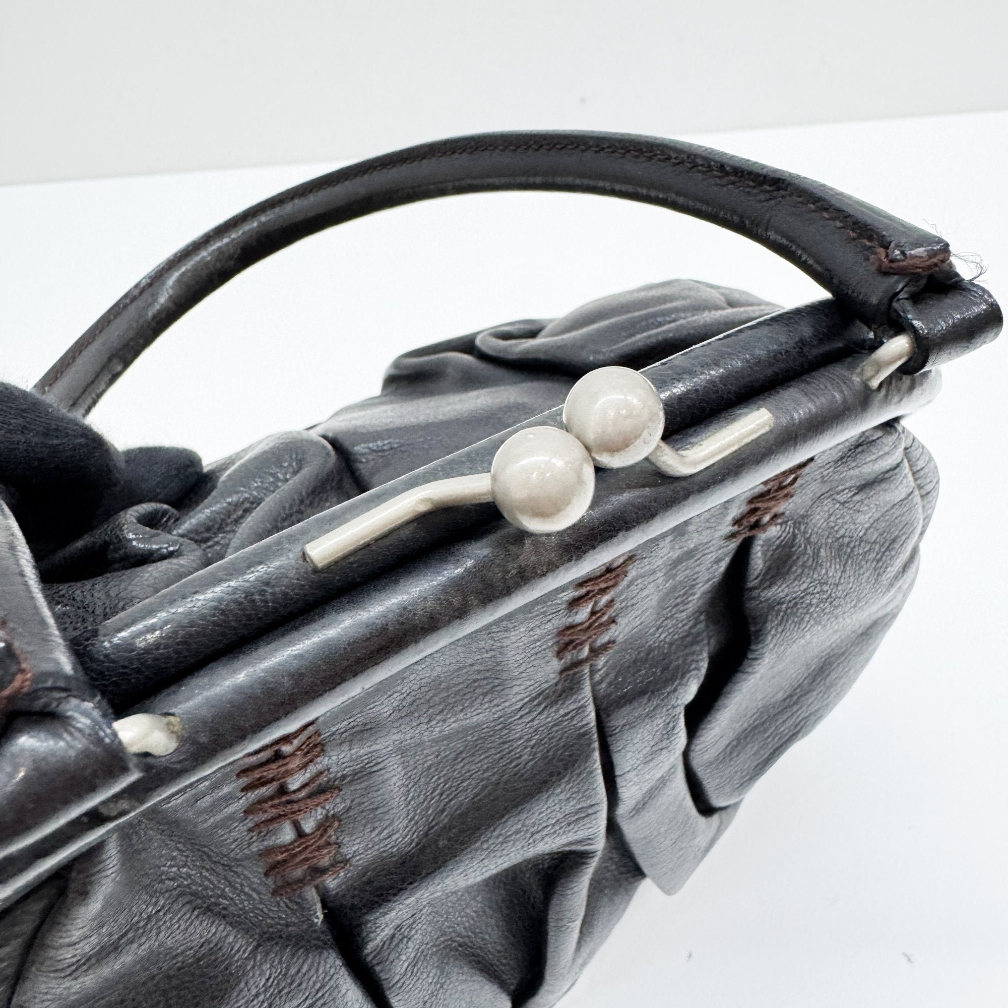 Archive Black Leather Hand Bag