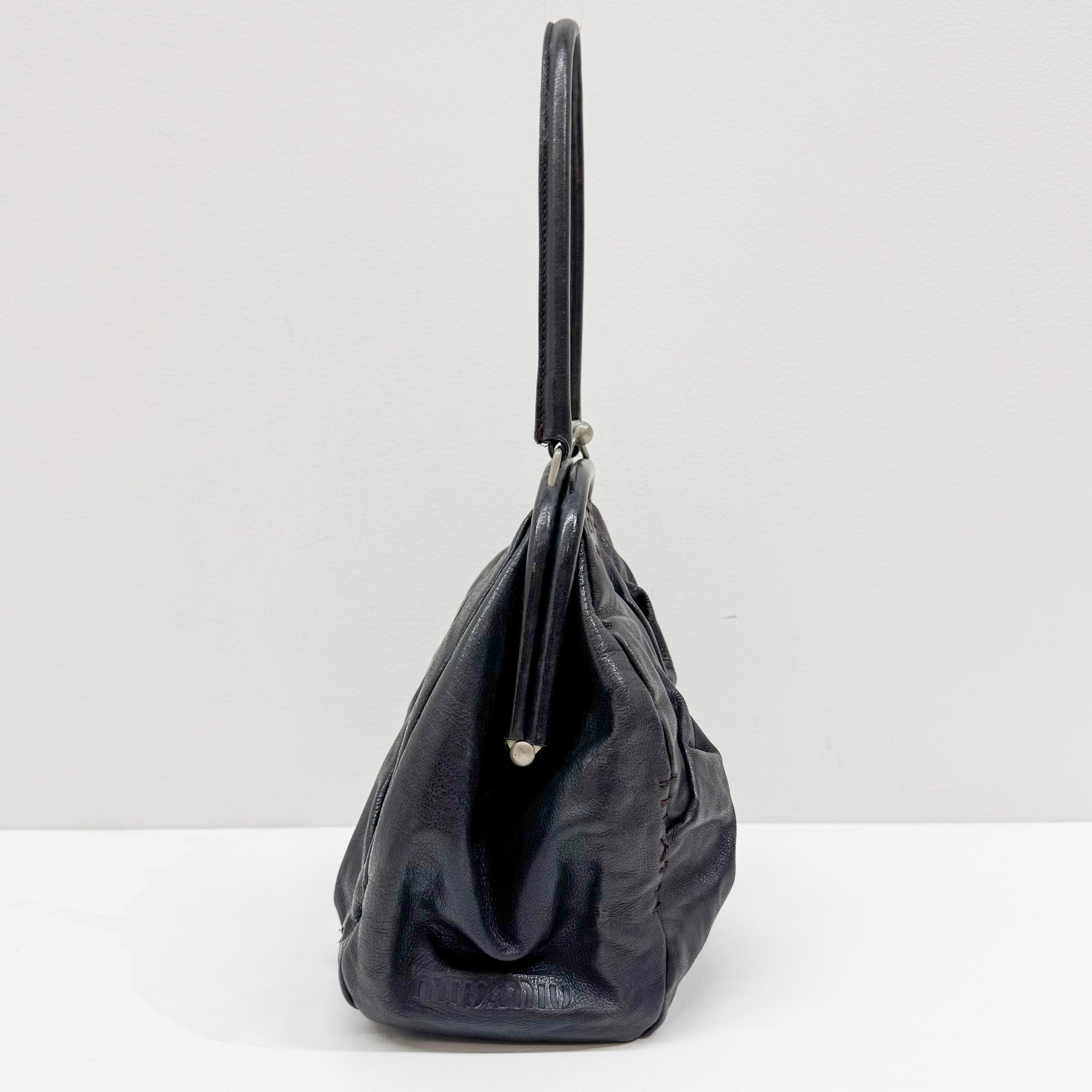 Archive Black Leather Hand Bag