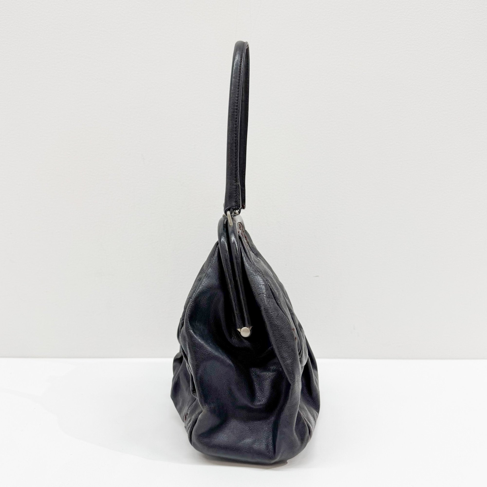Archive Black Leather Hand Bag
